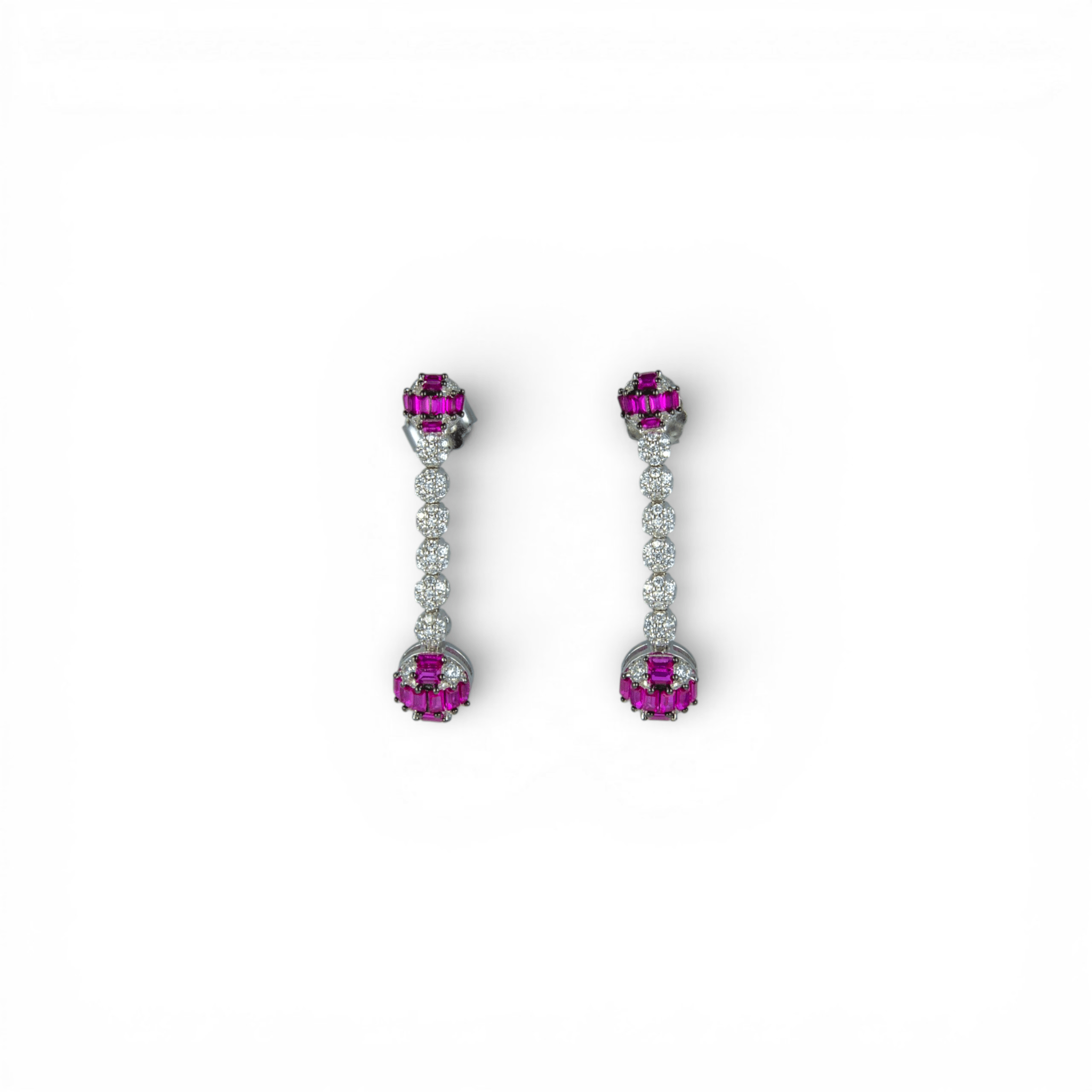 Radiant Ruby & Zircon Orb Dangle Earrings - Miraura Jewels