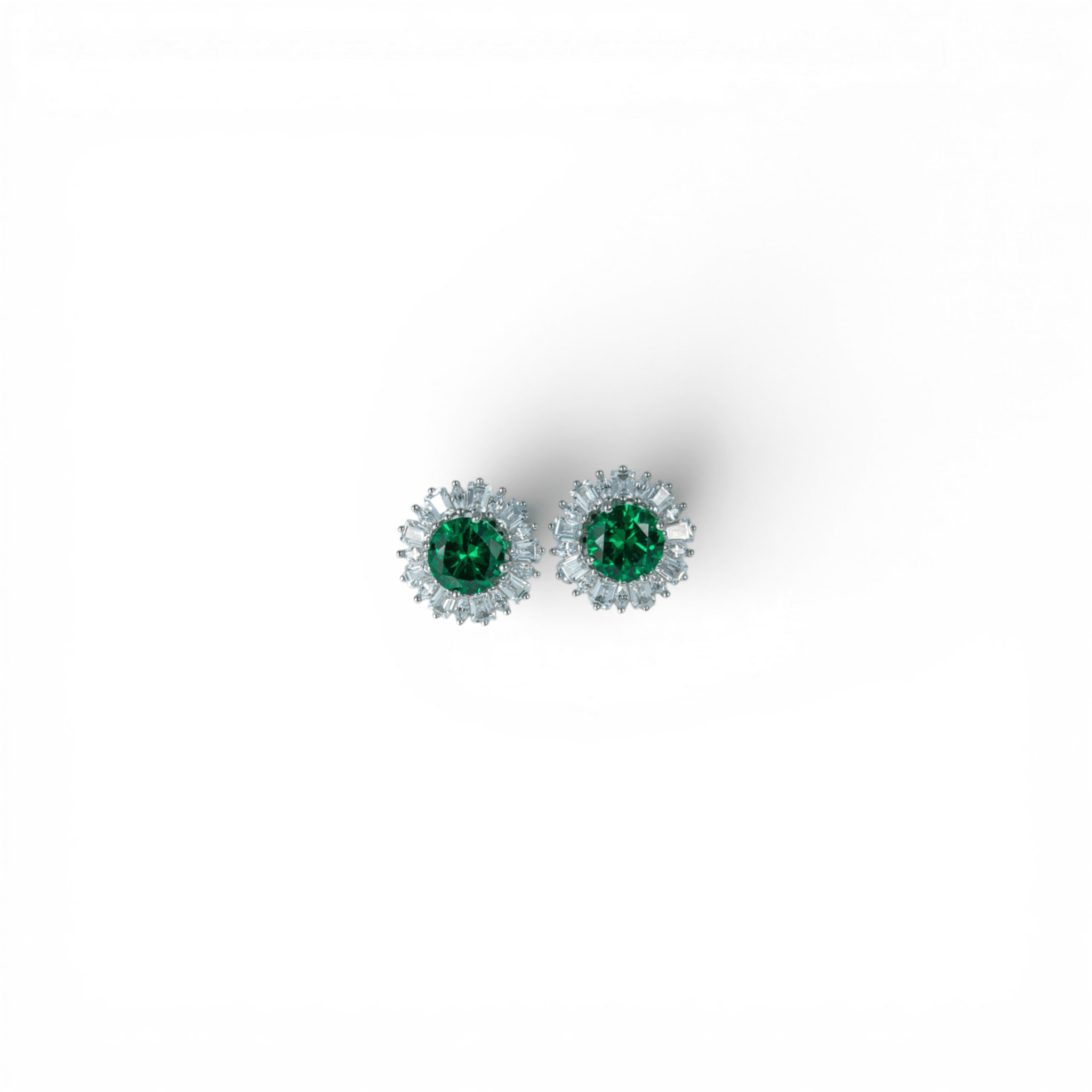Radiant Emerald & Zircon Halo Studs - Miraura Jewels