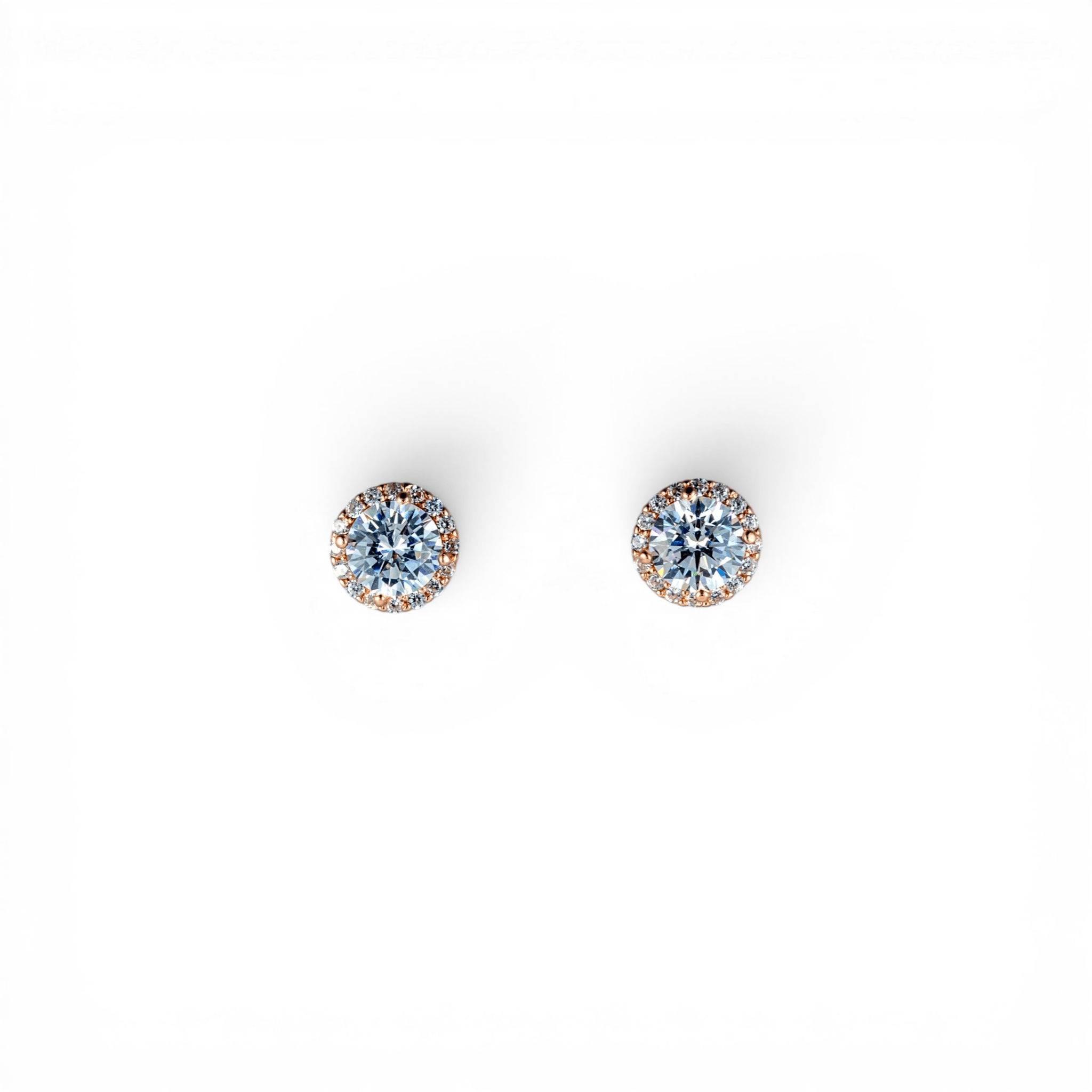 Rose Gold Solitaire Halo Studs | 925 Silver - Miraura Jewels