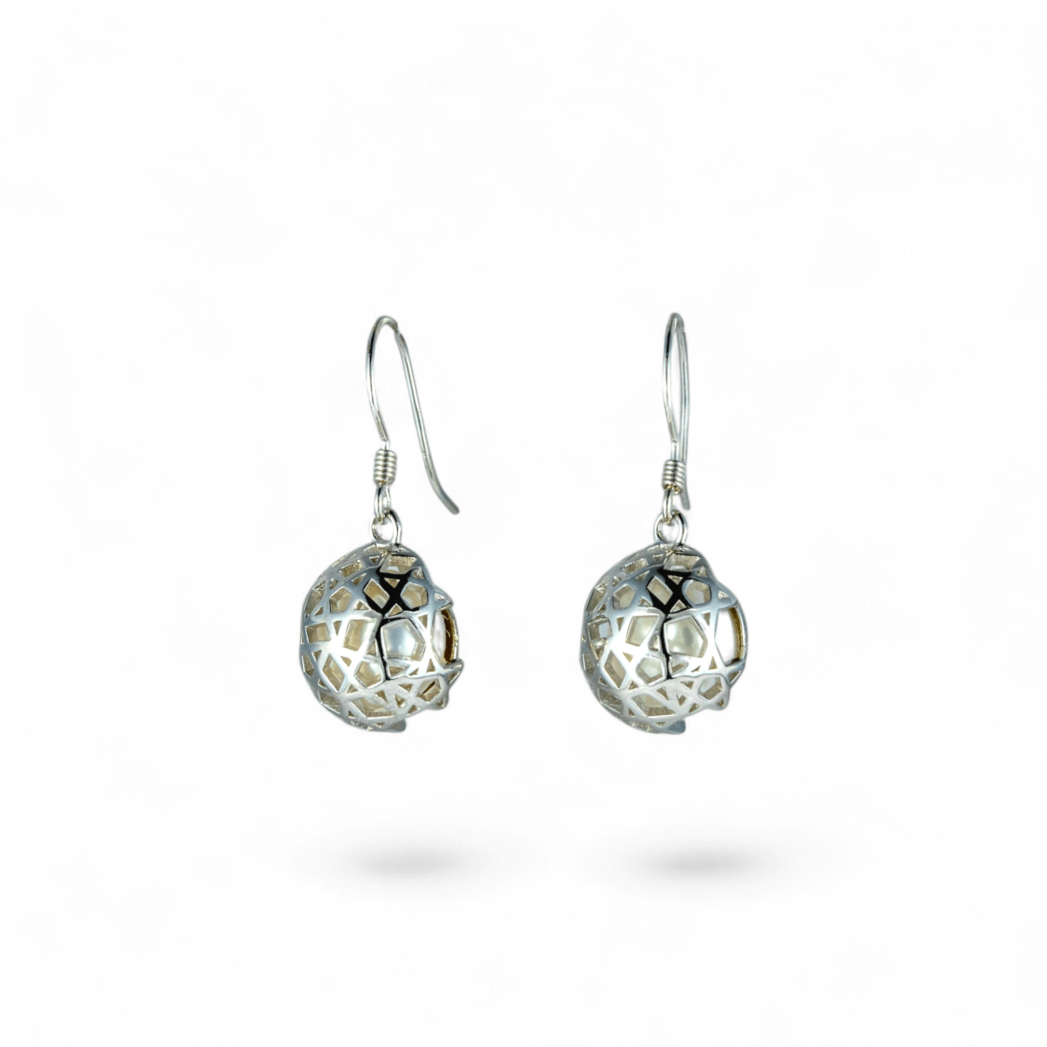 Silver Geometric Cage Drop Earrings | 925 Silver - Miraura Jewels