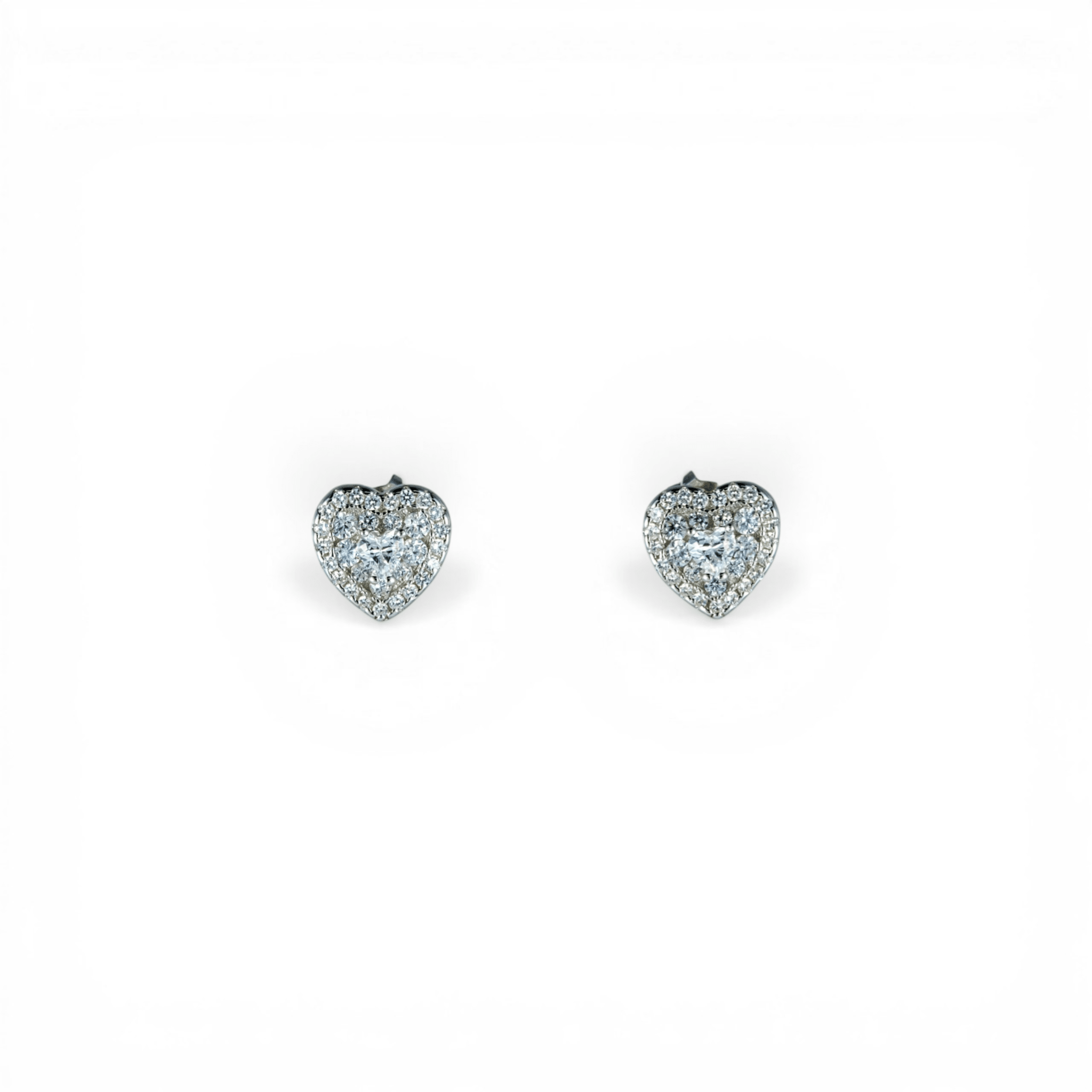 Crystalline Heart Halo Stud Earrings | 925 Silver - Miraura Jewels