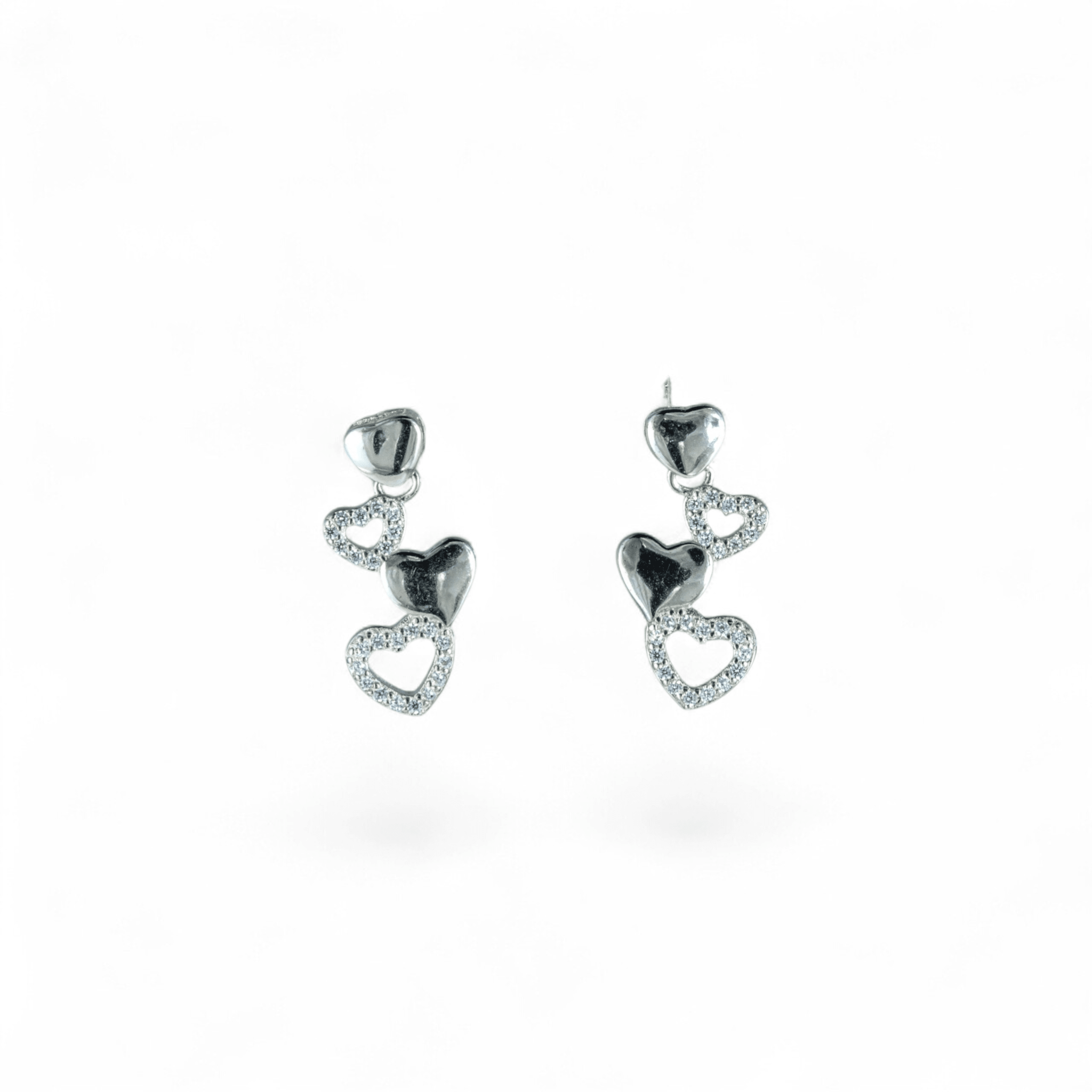 Cascading Hearts Pavé Drop Earrings | 925 Silver - Miraura Jewels