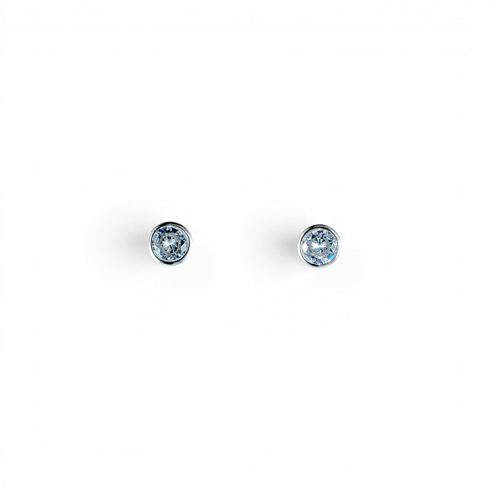 Silver Bezel - Set Solitaire Stud Earrings | 925 Silver - Miraura Jewels