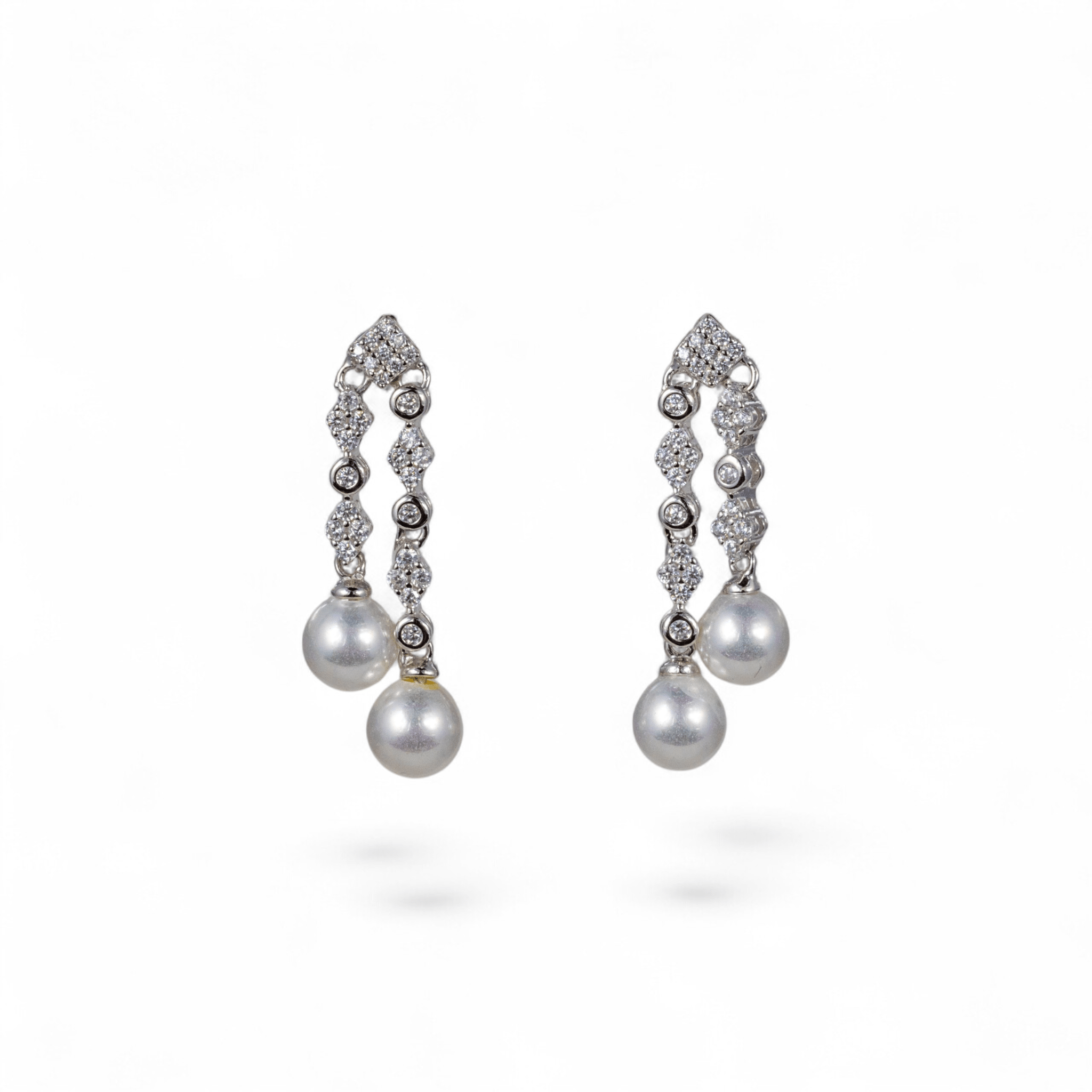 Double Pearl Cascading Drop Earrings | 925 Silver - Miraura Jewels