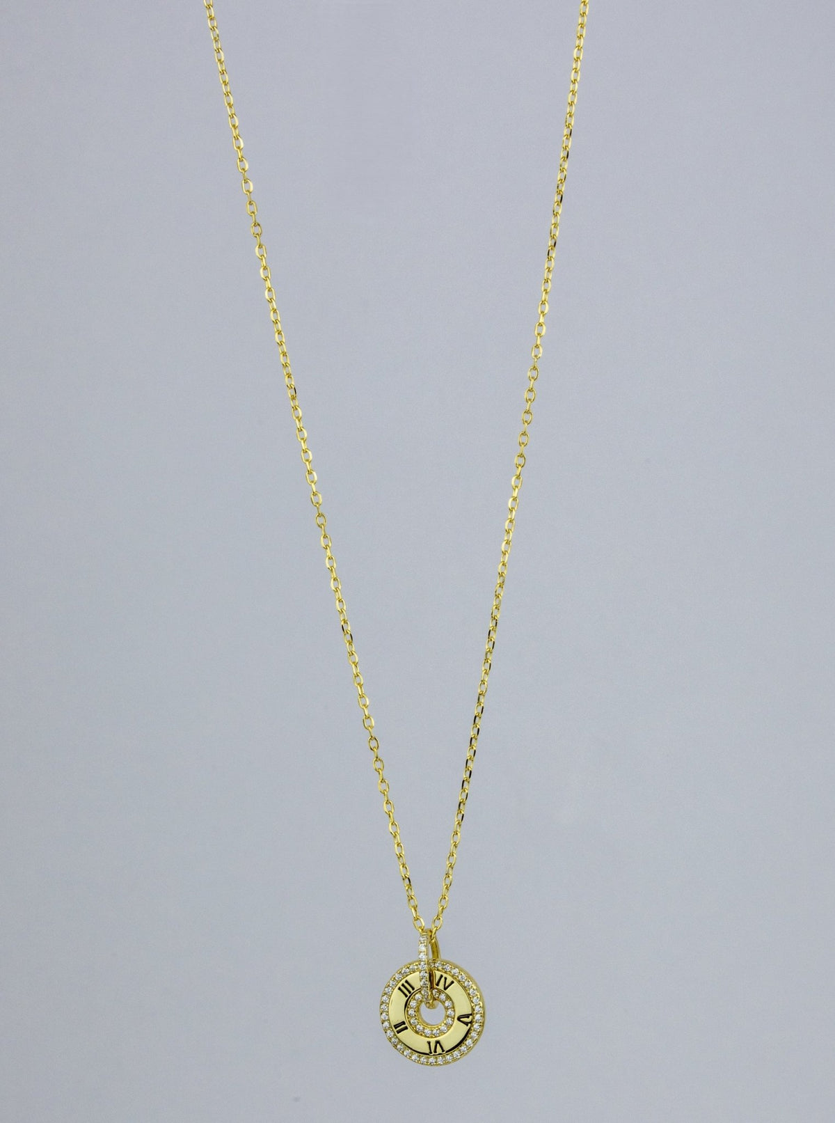 Gold Roman Clock Disc Pendant | 925 Silver by Miraura Jewels Jaipur