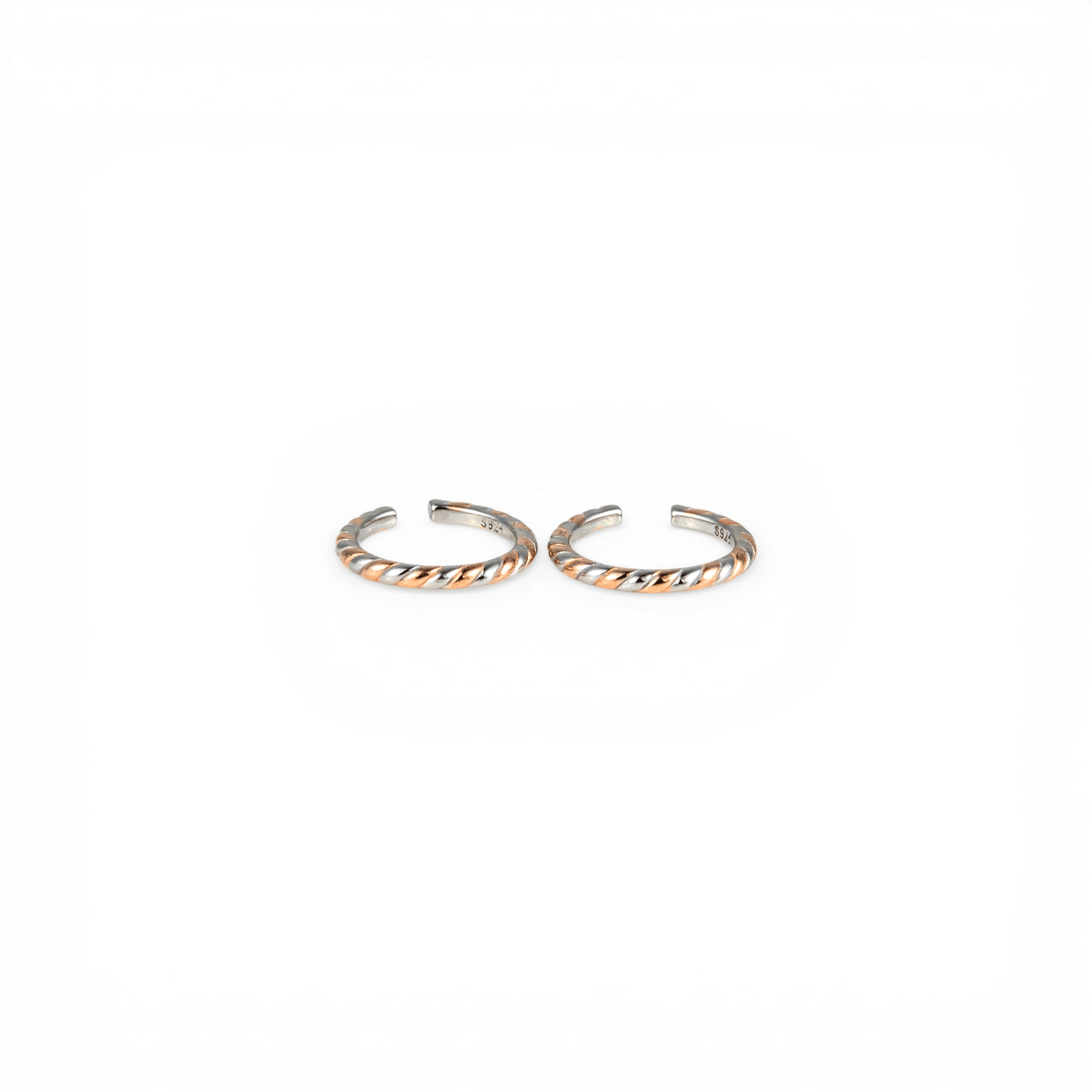 Two - Tone Textured Silver Toe Rings - Miraura Jewels