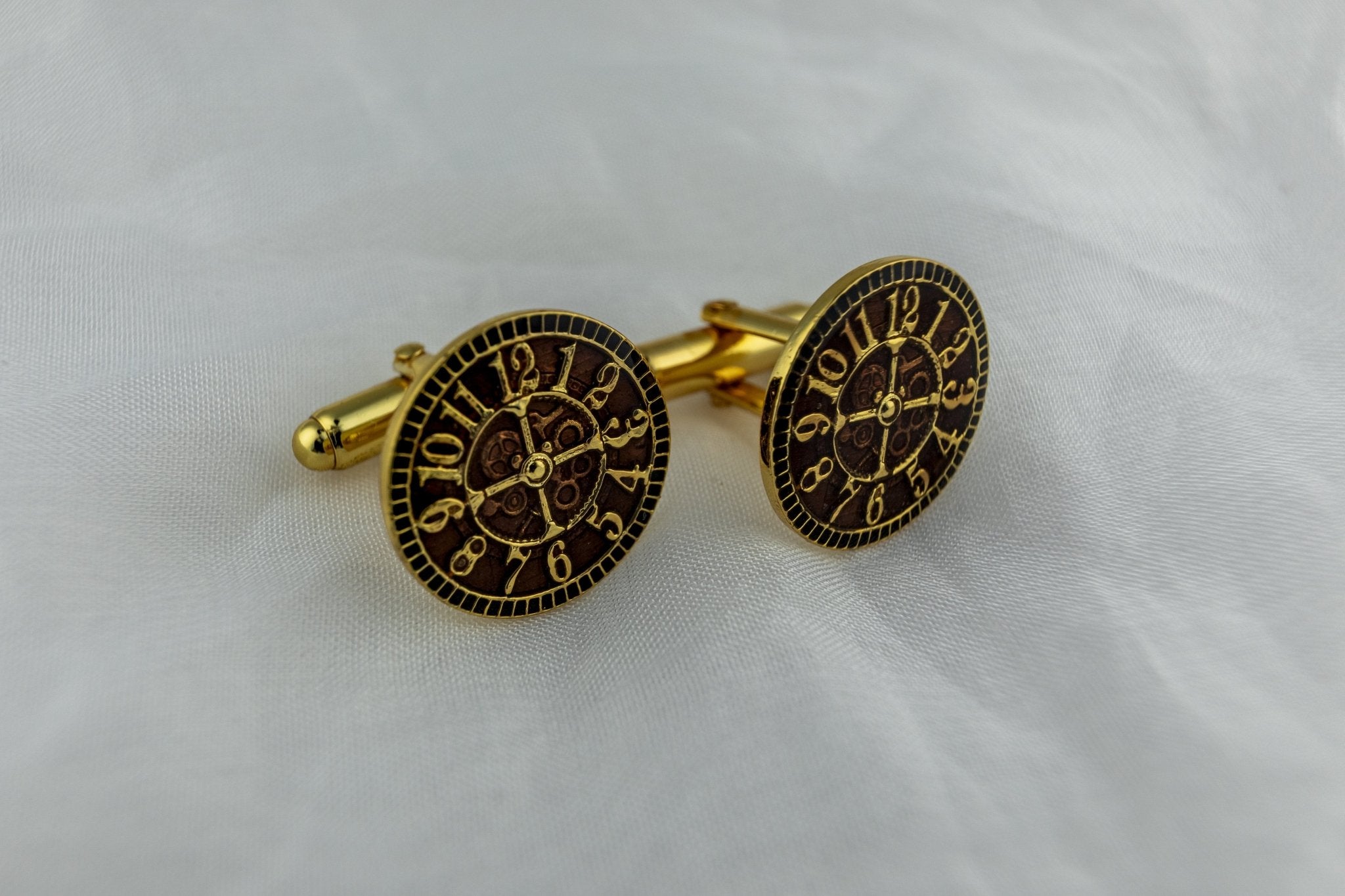 Amber Enamel Clock Cufflinks - Miraura Jewels