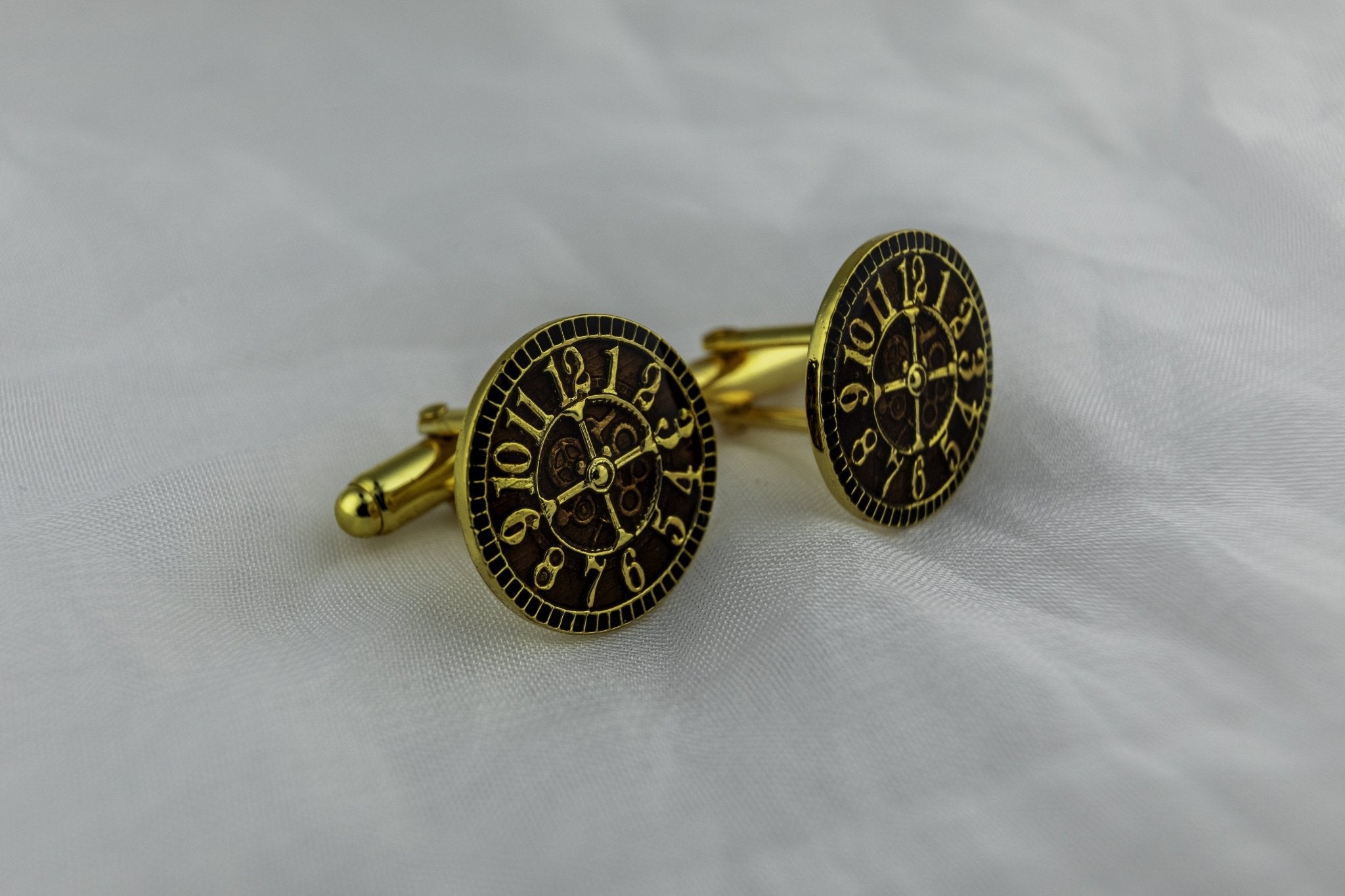 Amber Enamel Clock Cufflinks - Miraura Jewels