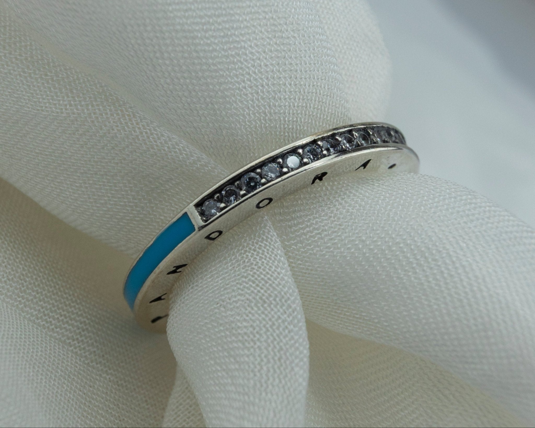 Blue Enamel Pandora Logo Band - Miraura Jewels