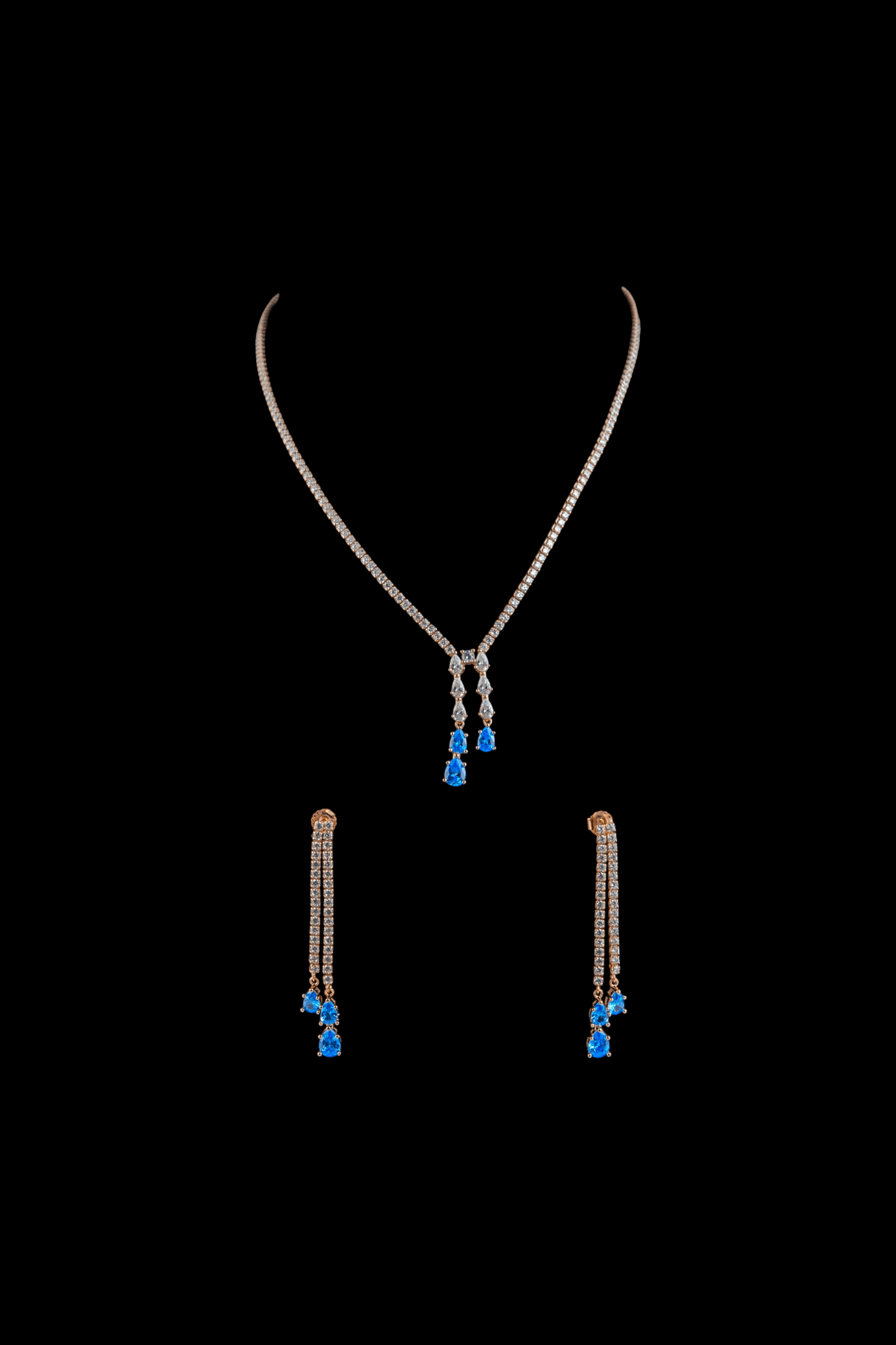 Blue Teardrop Lariat Necklace - Miraura Jewels