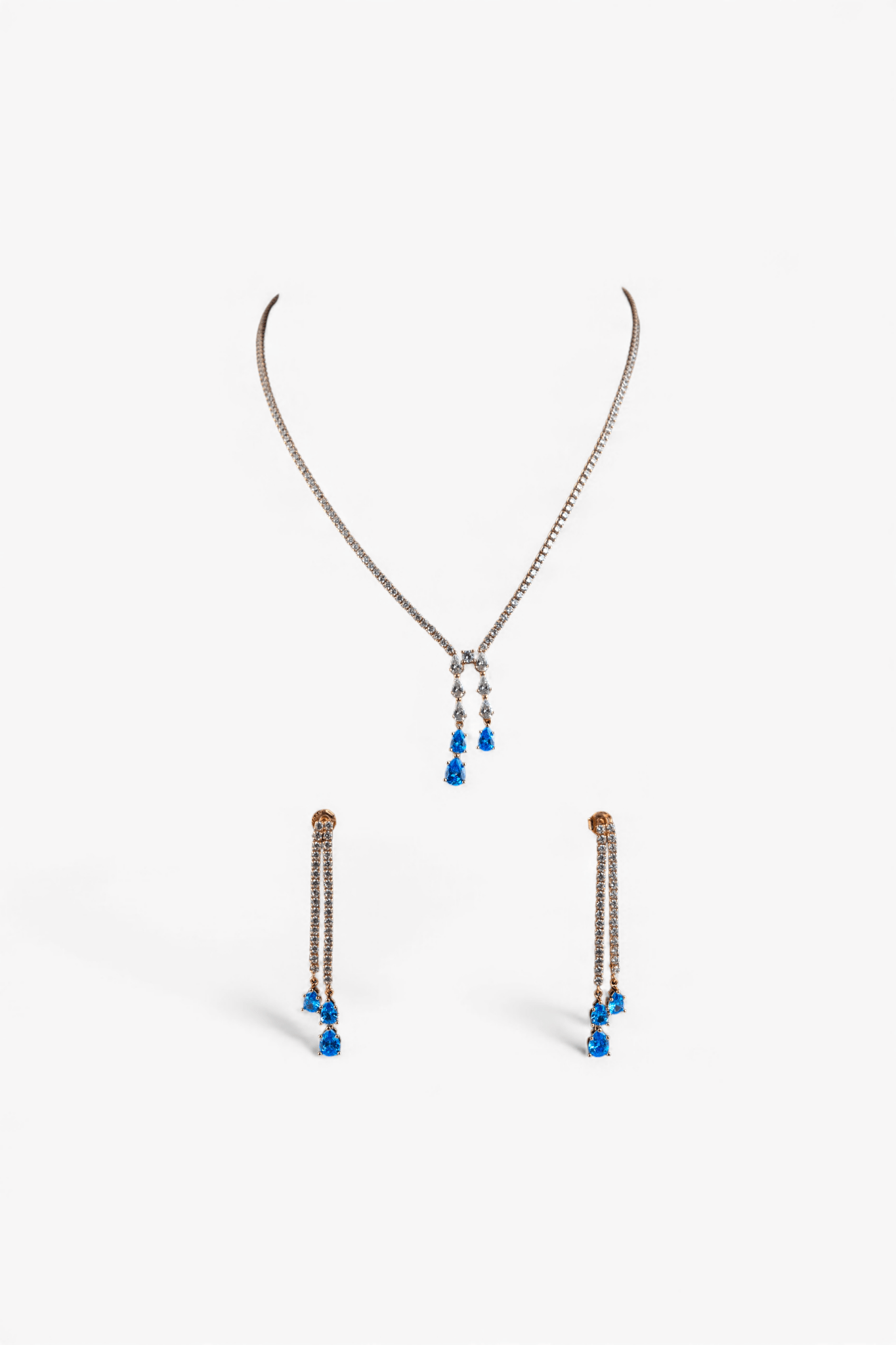 Blue Teardrop Lariat Necklace - Miraura Jewels