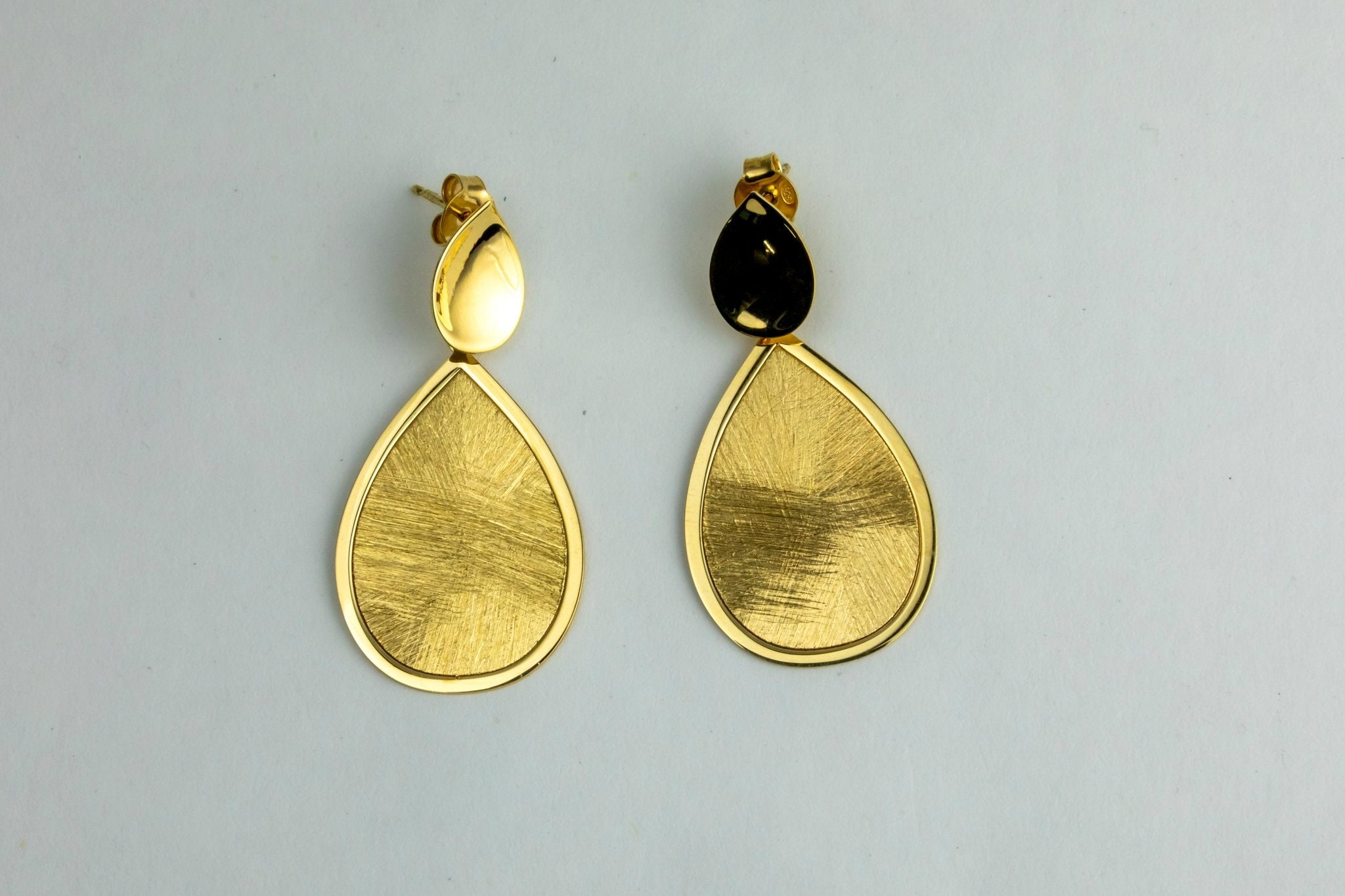 Brushed Gold Teardrop Dangle Earrings - Miraura Jewels