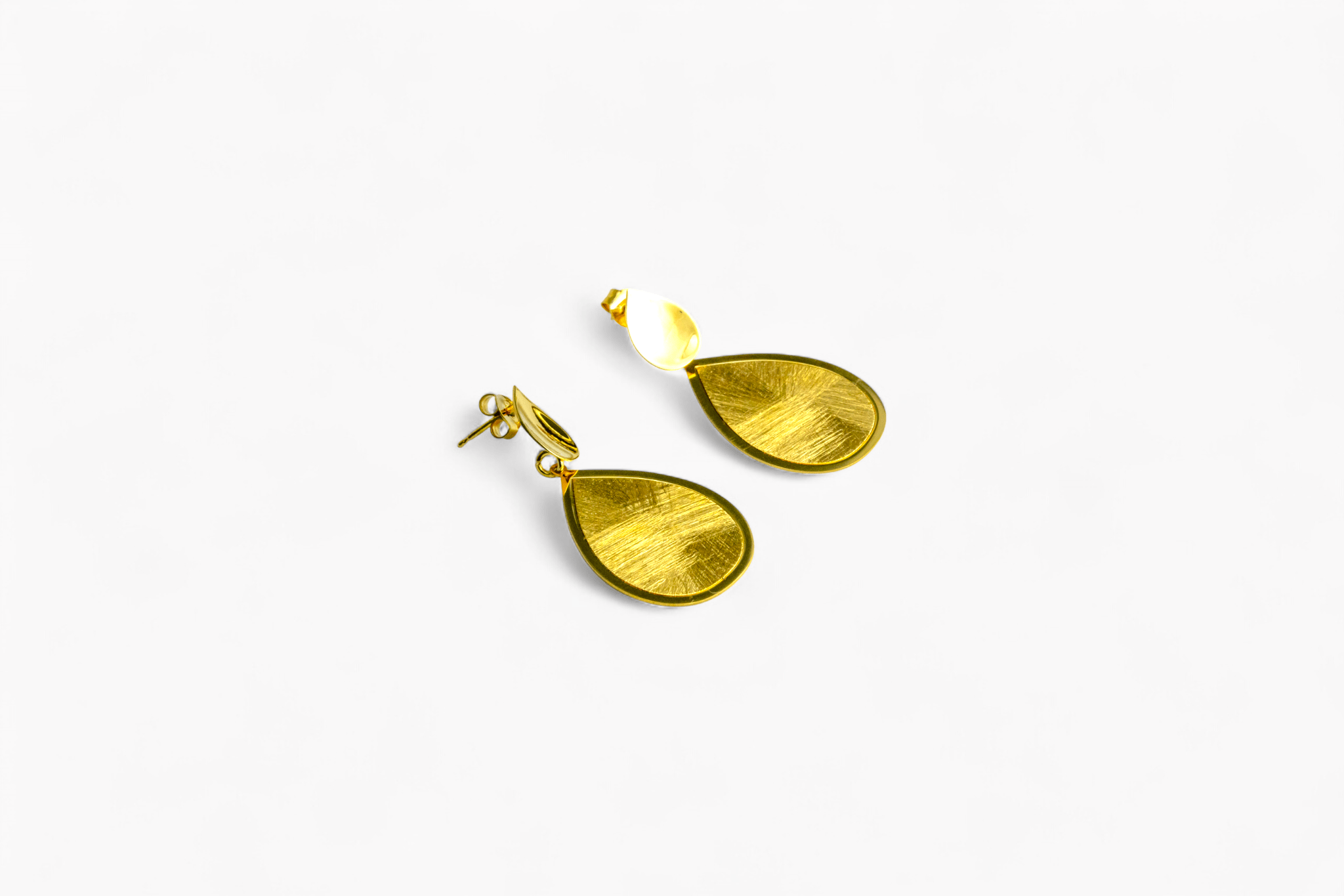 Brushed Gold Teardrop Dangle Earrings - Miraura Jewels