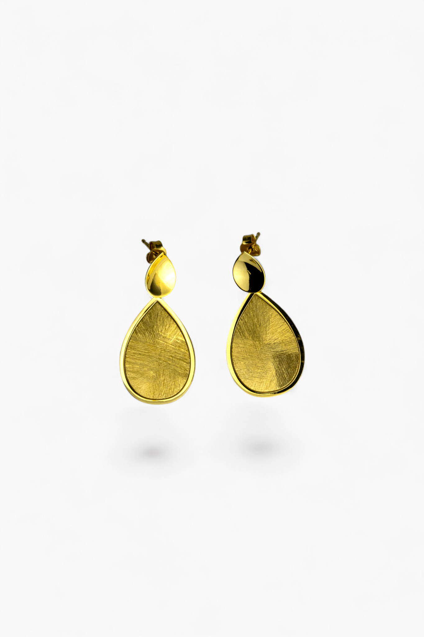 Brushed Gold Teardrop Dangle Earrings - Miraura Jewels