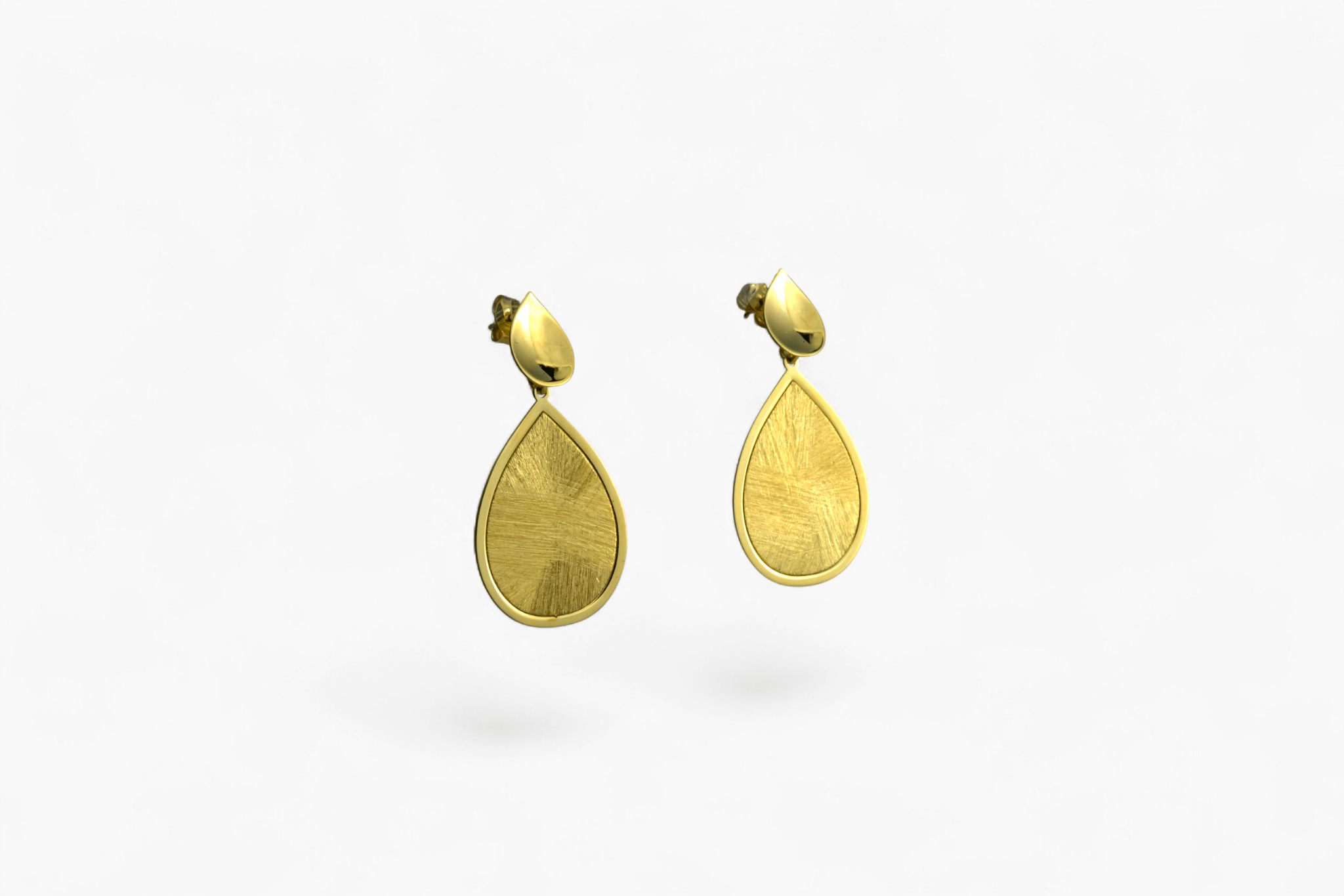Brushed Gold Teardrop Dangle Earrings - Miraura Jewels