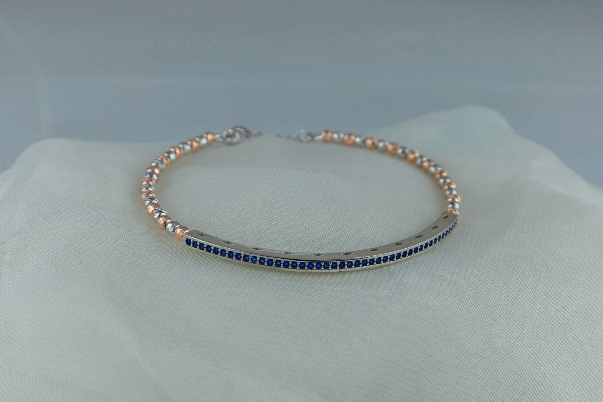 Channel - Set Blue Gemstone Bangle - Miraura Jewels