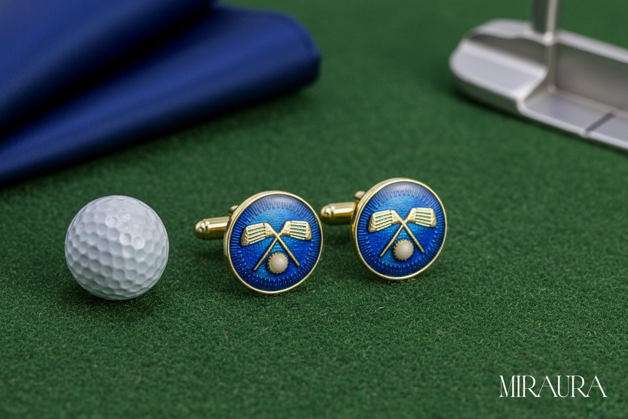 Crossed Golf Flags Cufflinks - Miraura Jewels