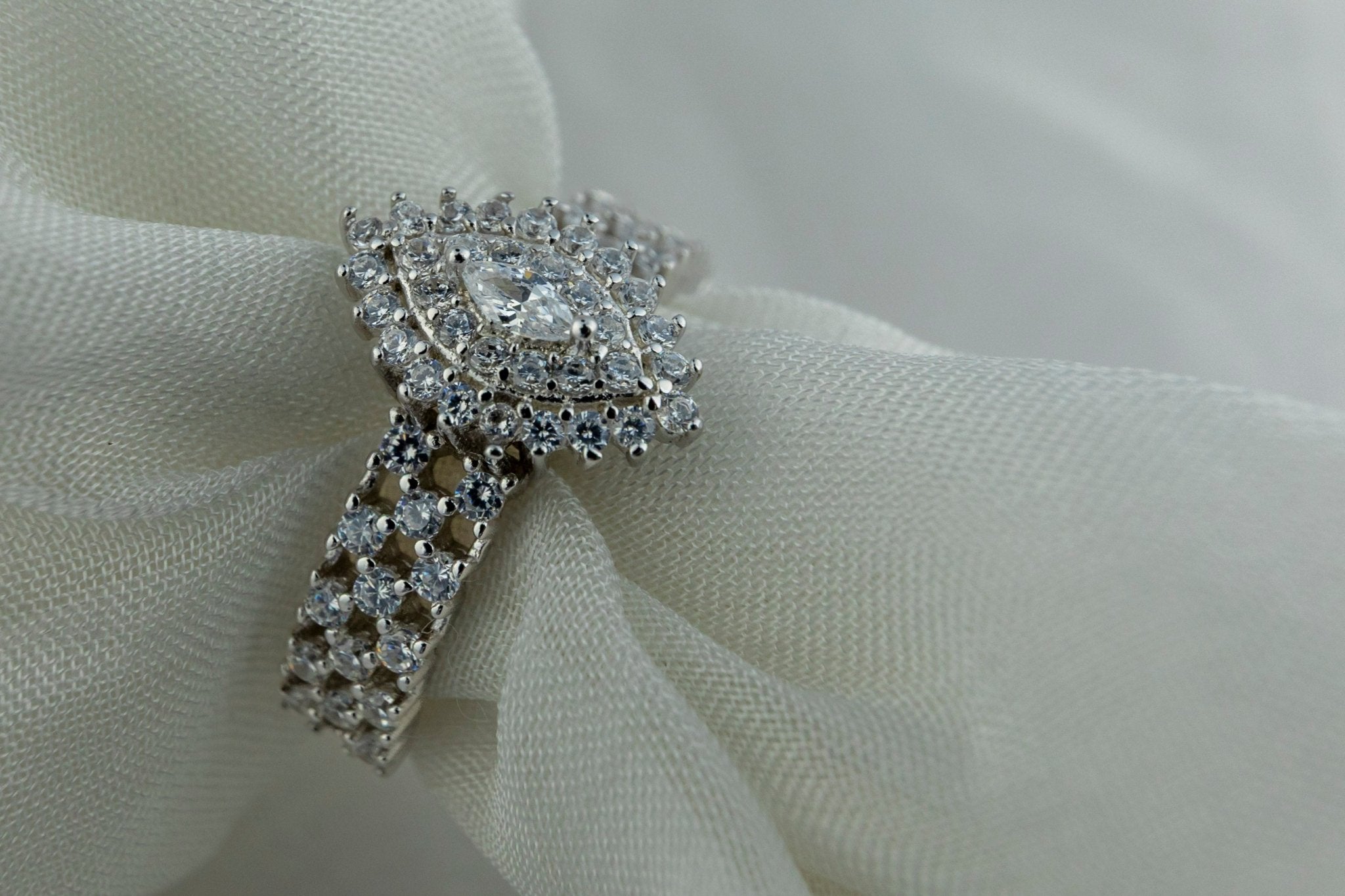 Dazzling Marquise Halo Statement Ring - Miraura Jewels