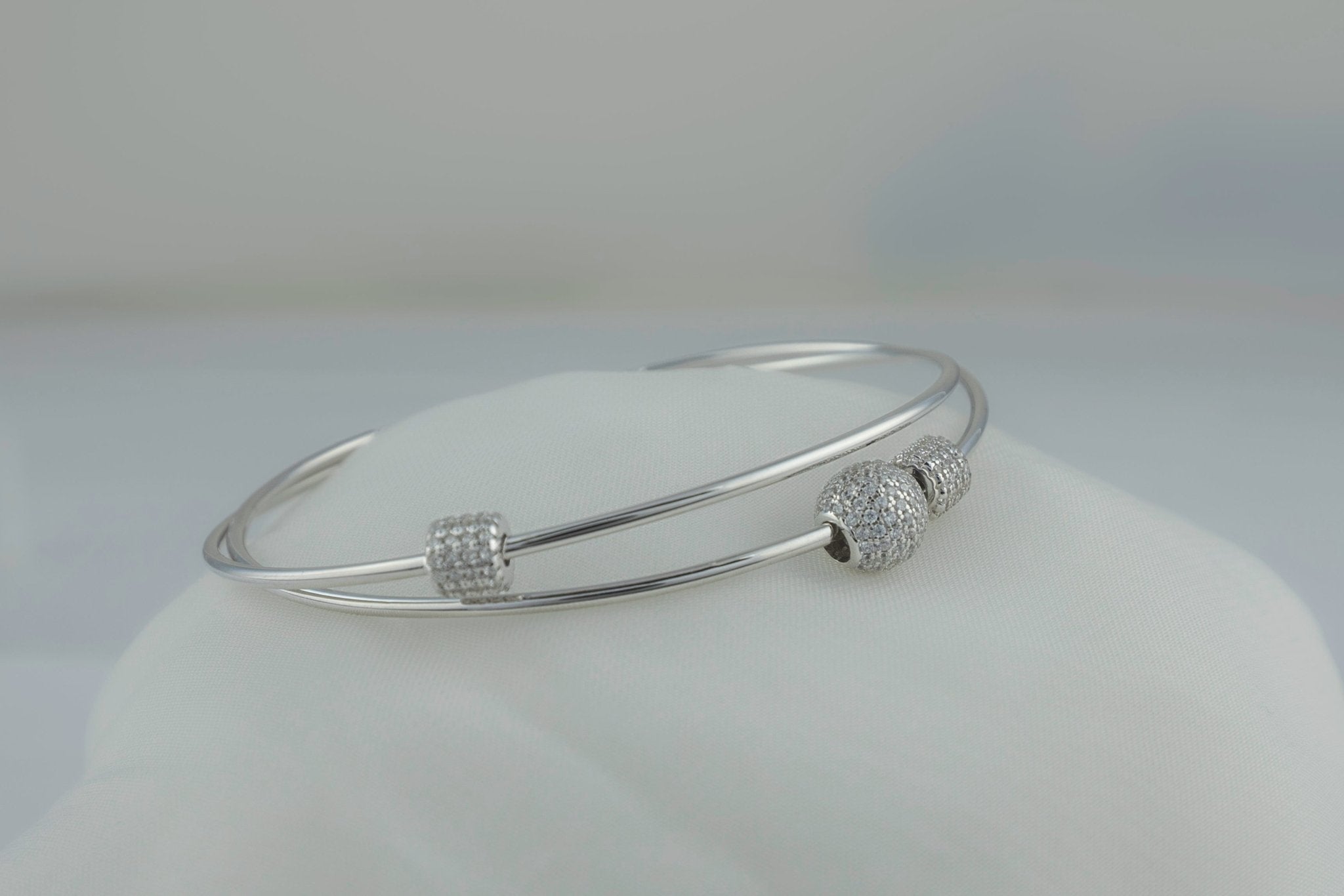 Double - Strand Pavé Bead Cuff - Miraura Jewels