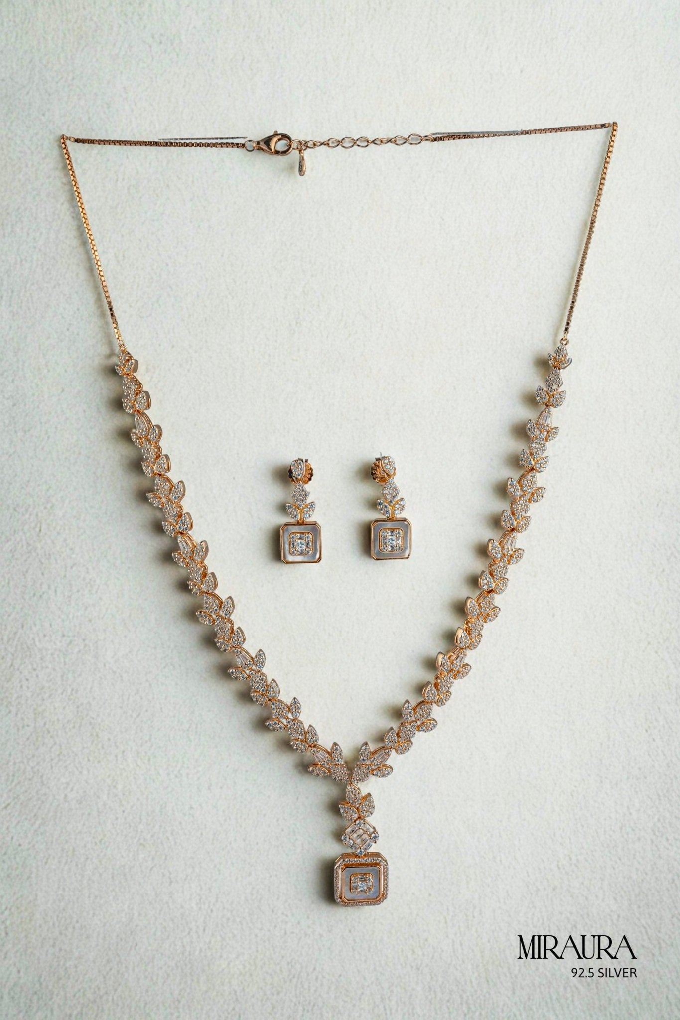 Emerald - Cut Crystal Pendant Necklace Set - Miraura Jewels