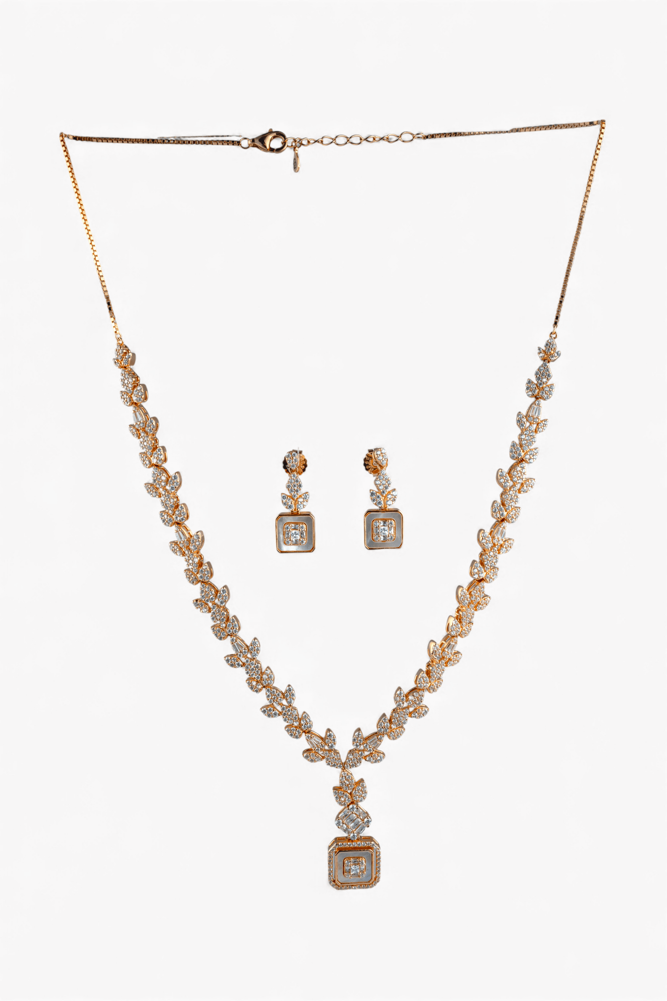Emerald - Cut Crystal Pendant Necklace Set - Miraura Jewels