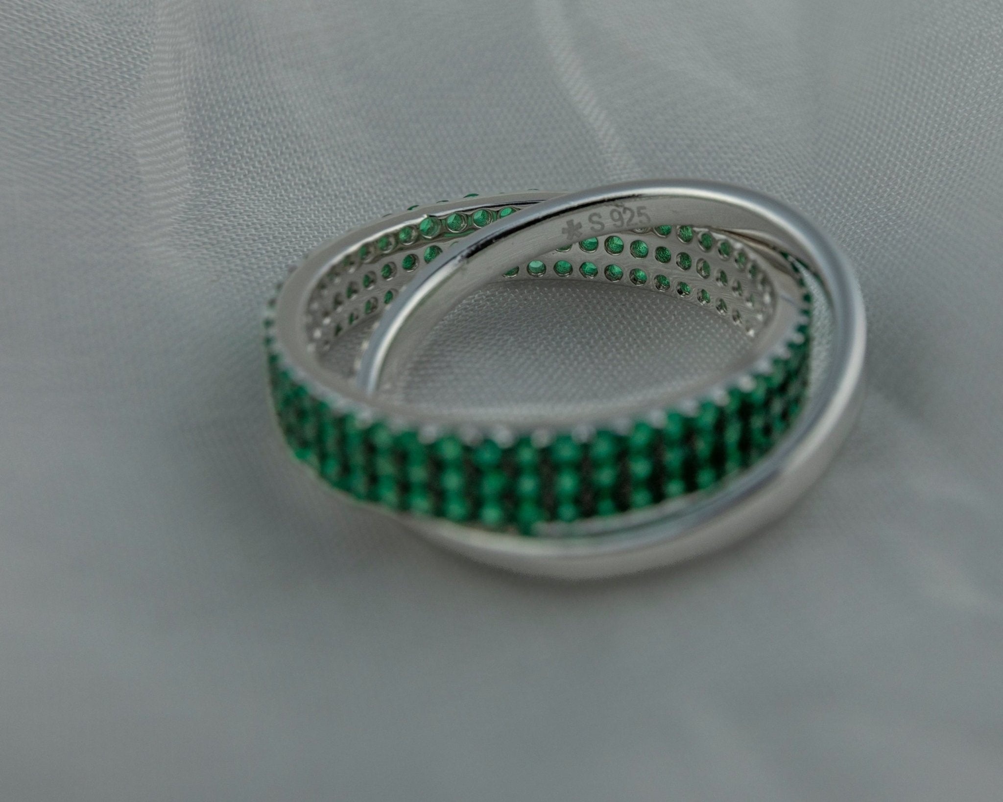 Emerald - Green Crossover Statement Ring - Miraura Jewels