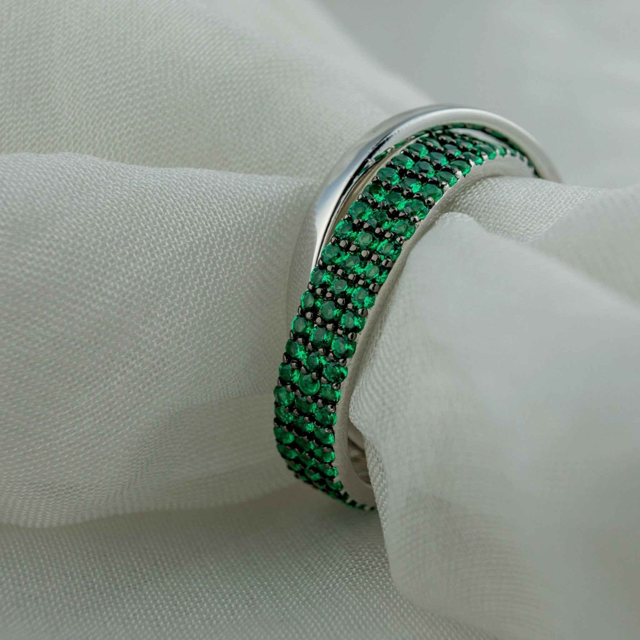 Emerald - Green Crossover Statement Ring - Miraura Jewels