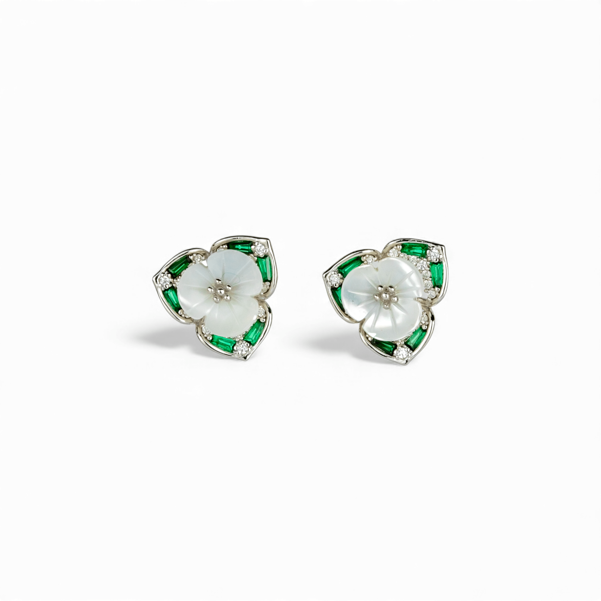 Emerald Green Leaf Studs - Miraura Jewels