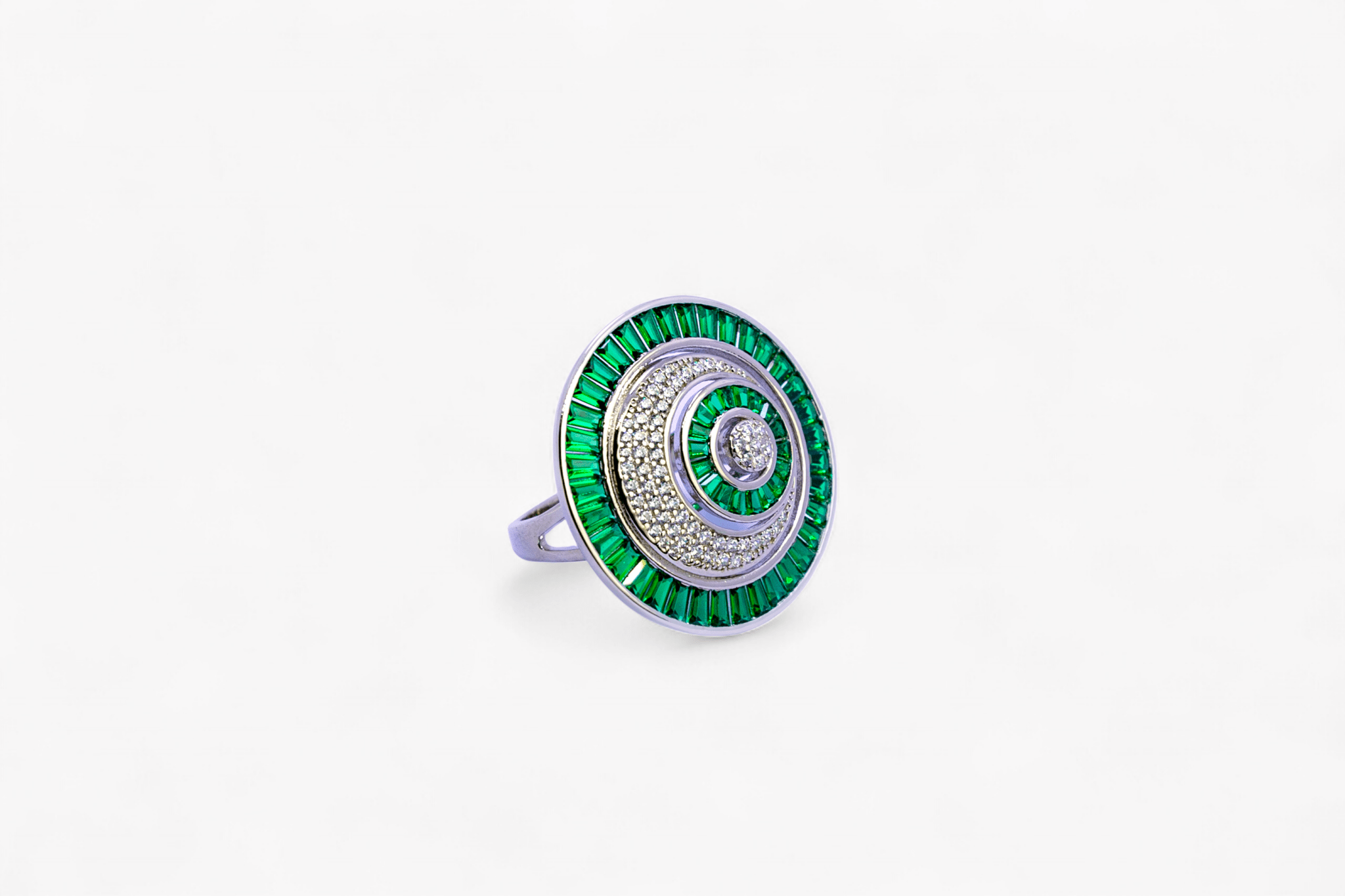 Emerald Green Swirl Cocktail Ring - Miraura Jewels
