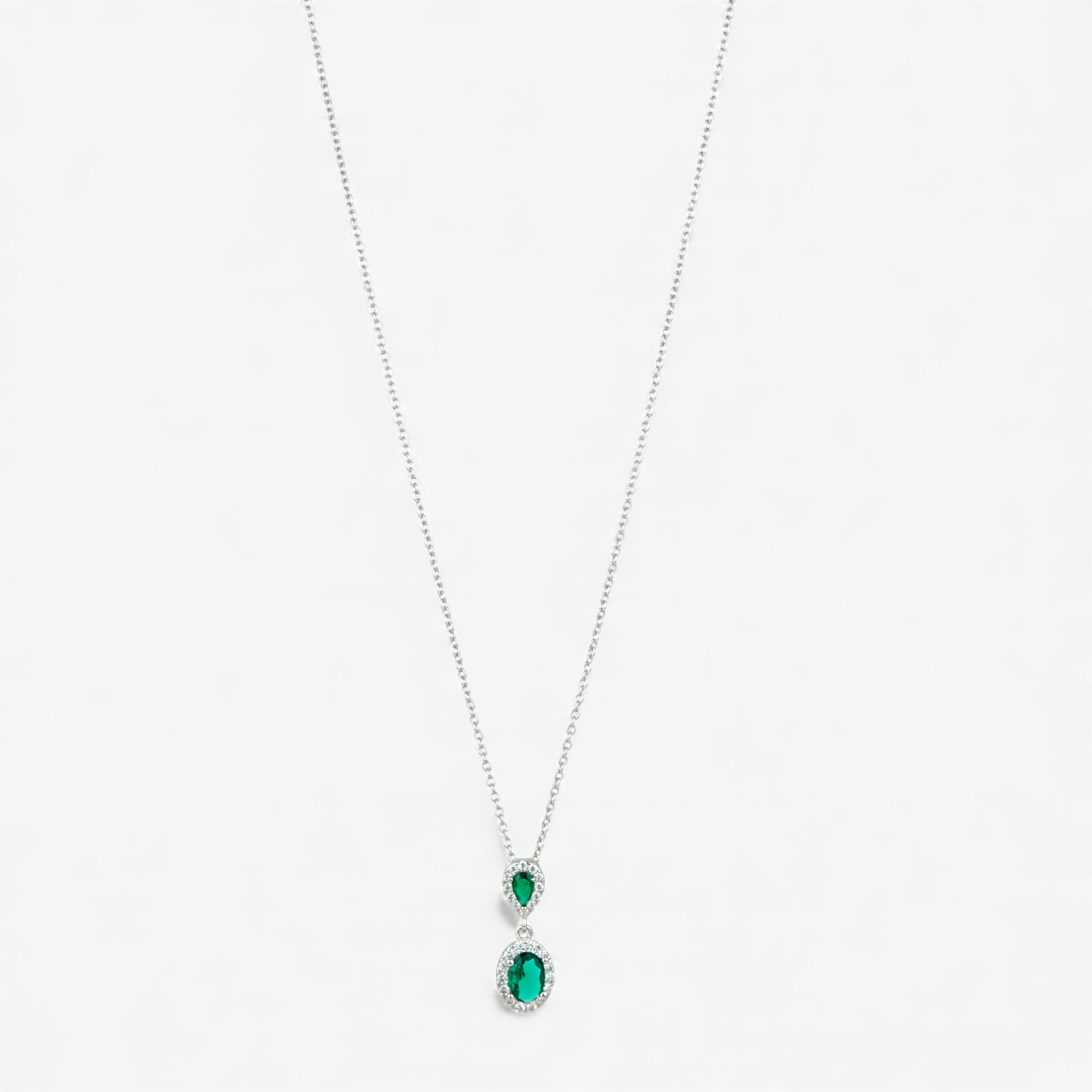 Emerald Halo Drop Pendant - Miraura Jewels