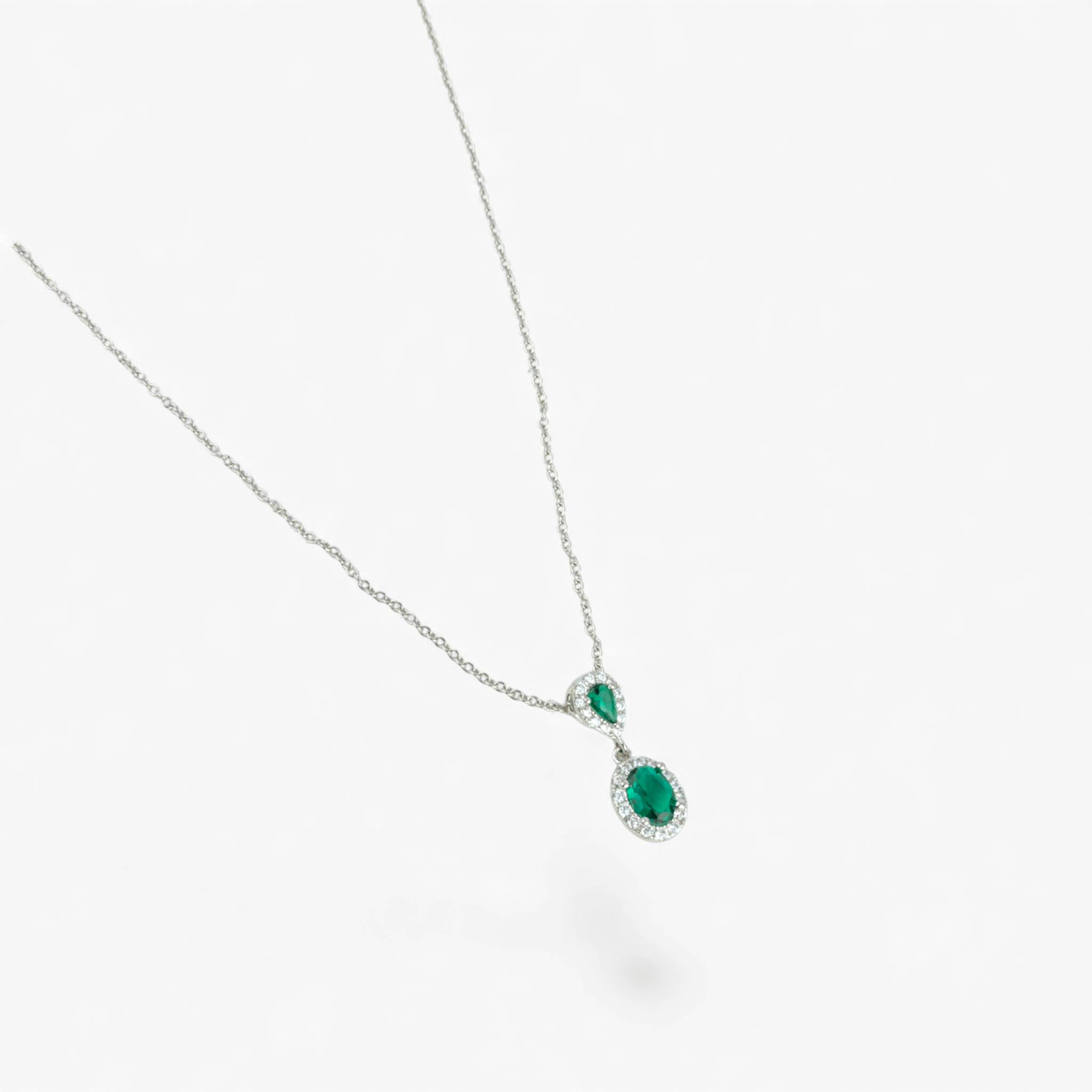 Emerald Halo Drop Pendant - Miraura Jewels