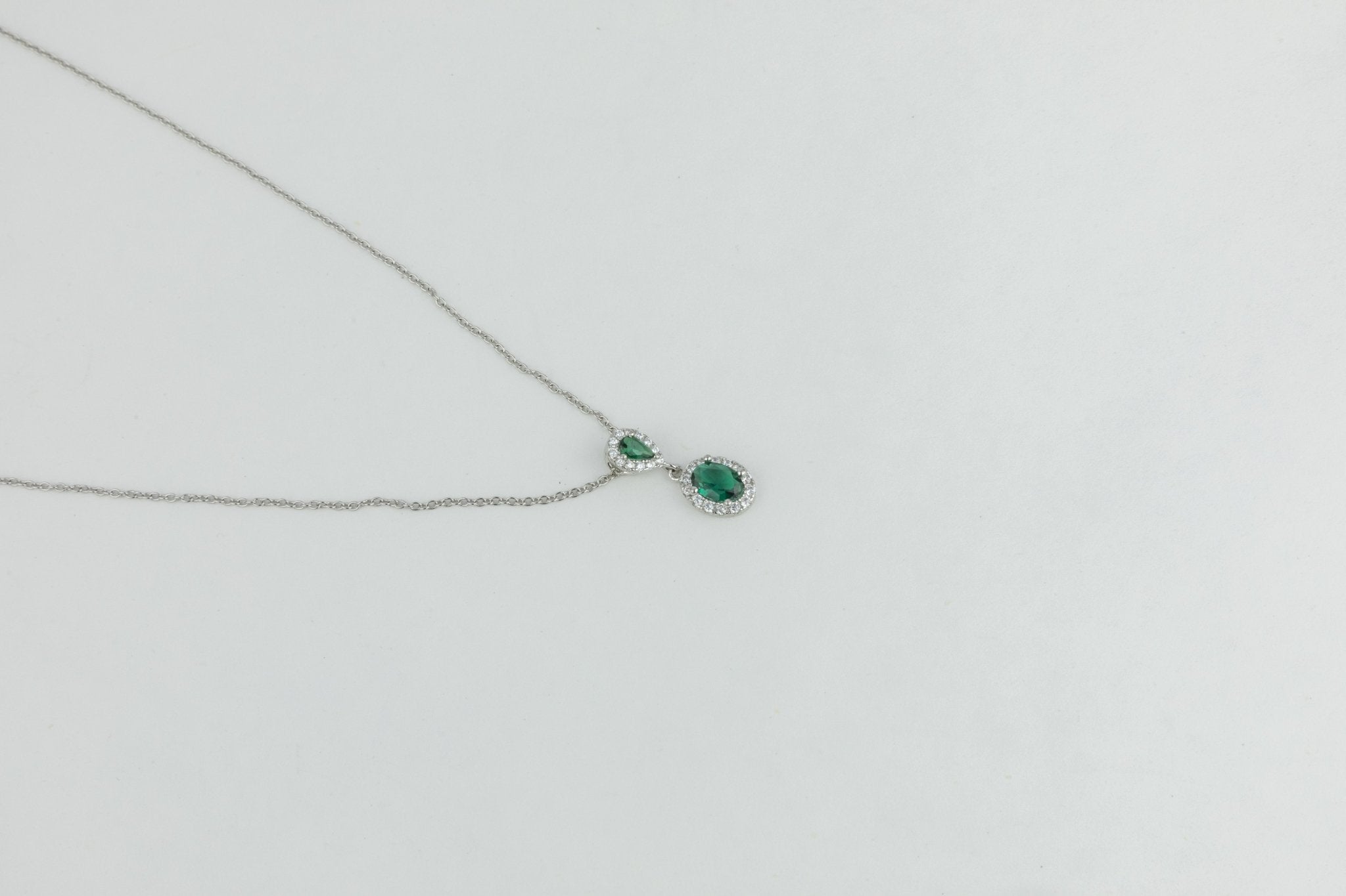 Emerald Halo Drop Pendant - Miraura Jewels