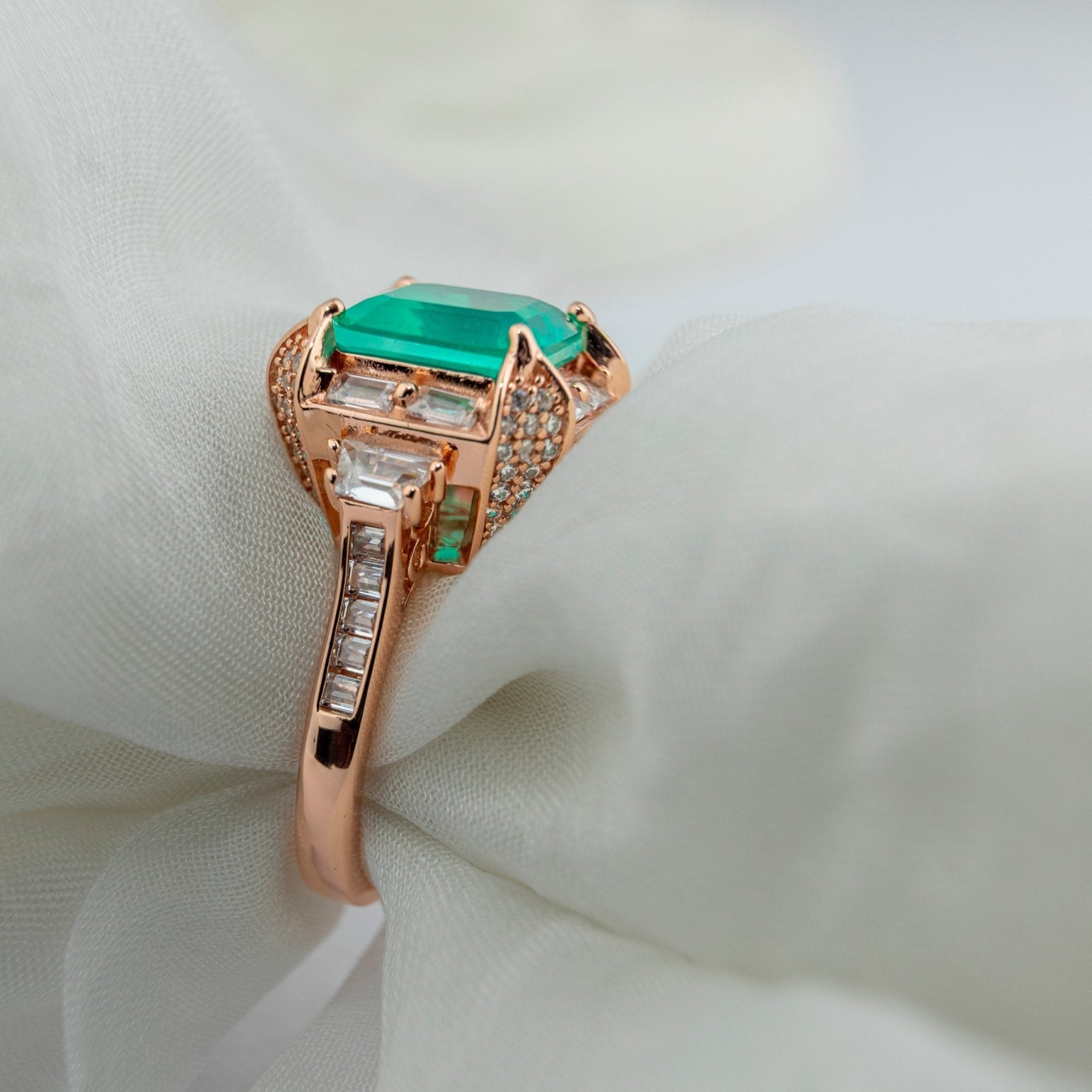 EmeraldGreen Stone Statement Ring - Miraura Jewels