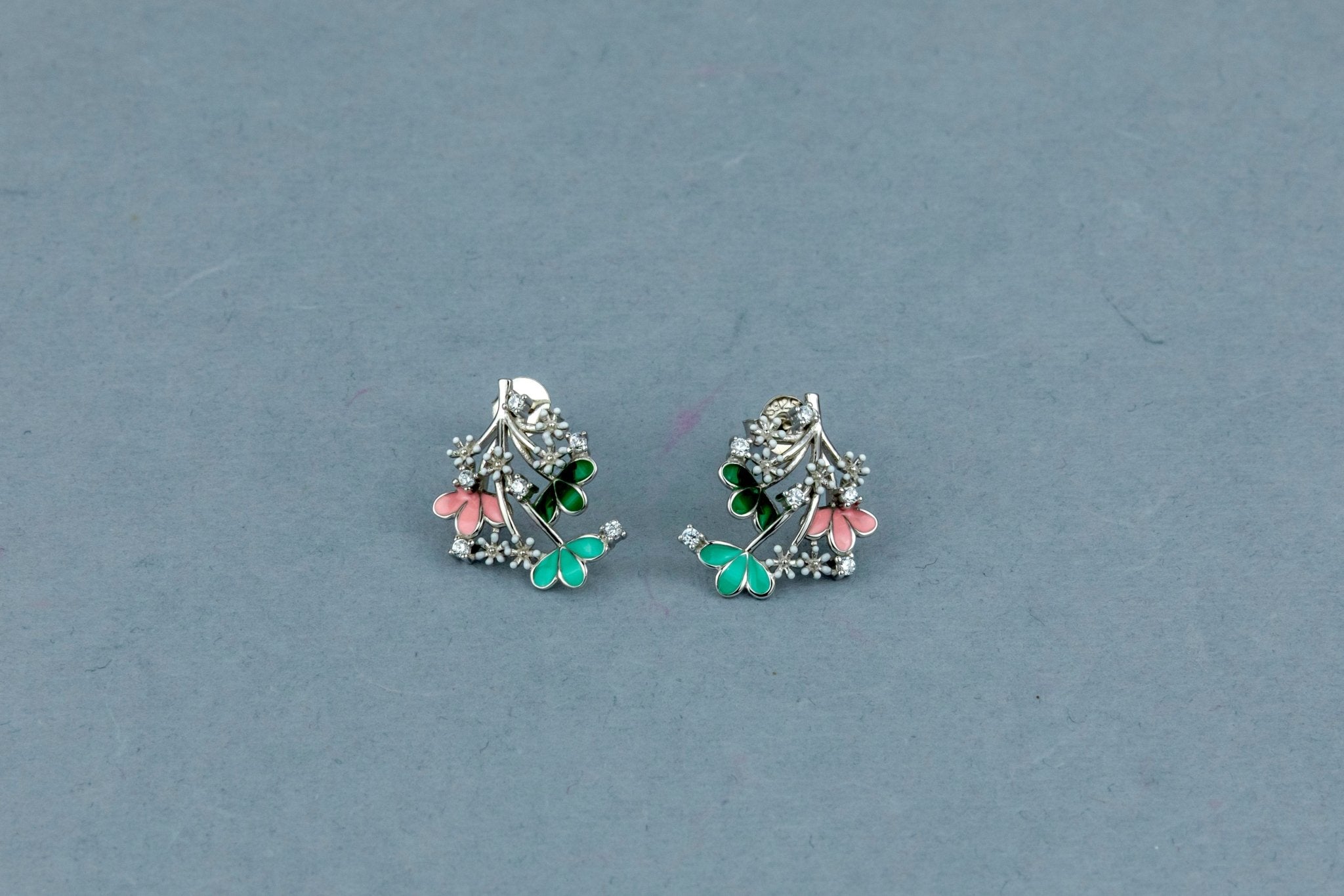 Enamel Floral Studs - Miraura Jewels