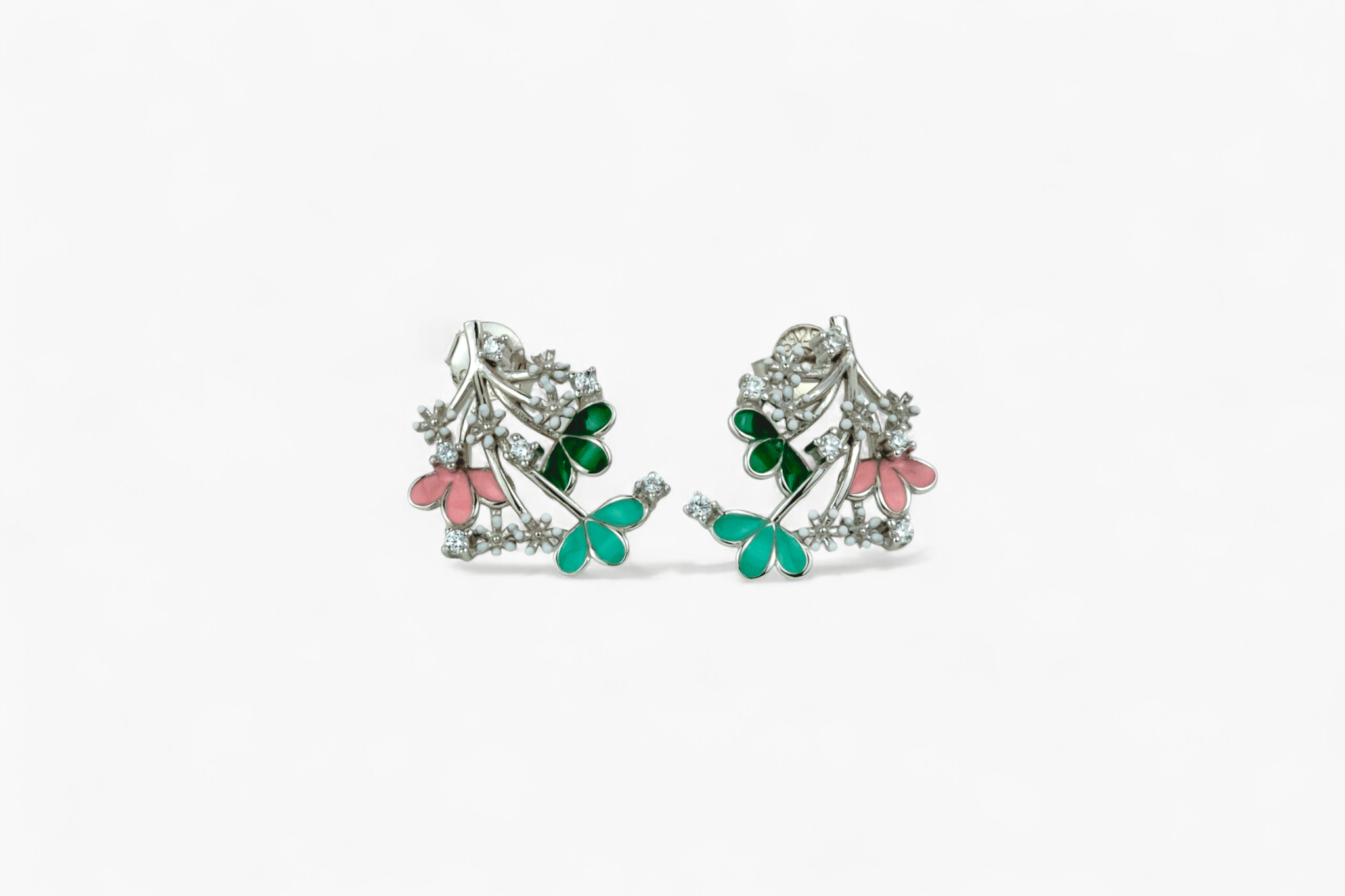 Enamel Floral Studs - Miraura Jewels