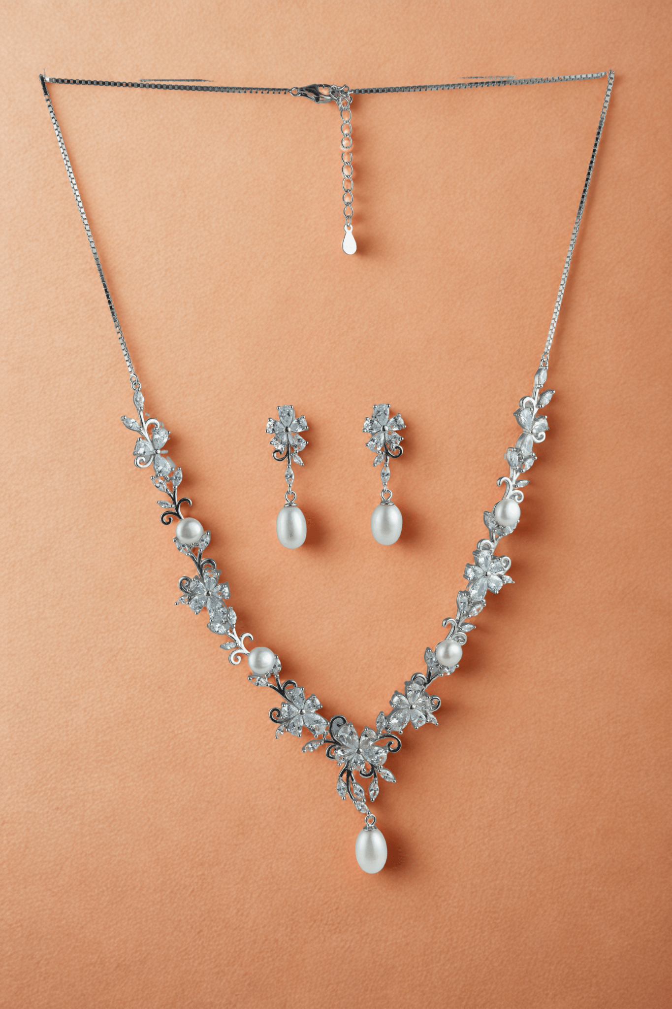 Formal Pearl Drop Necklace and Earring Set - Miraura Jewels