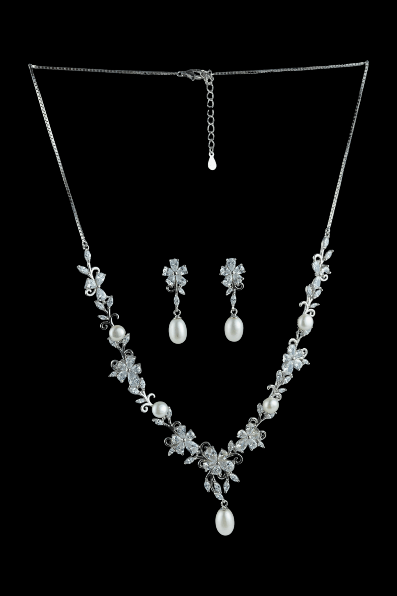 Formal Pearl Drop Necklace and Earring Set - Miraura Jewels