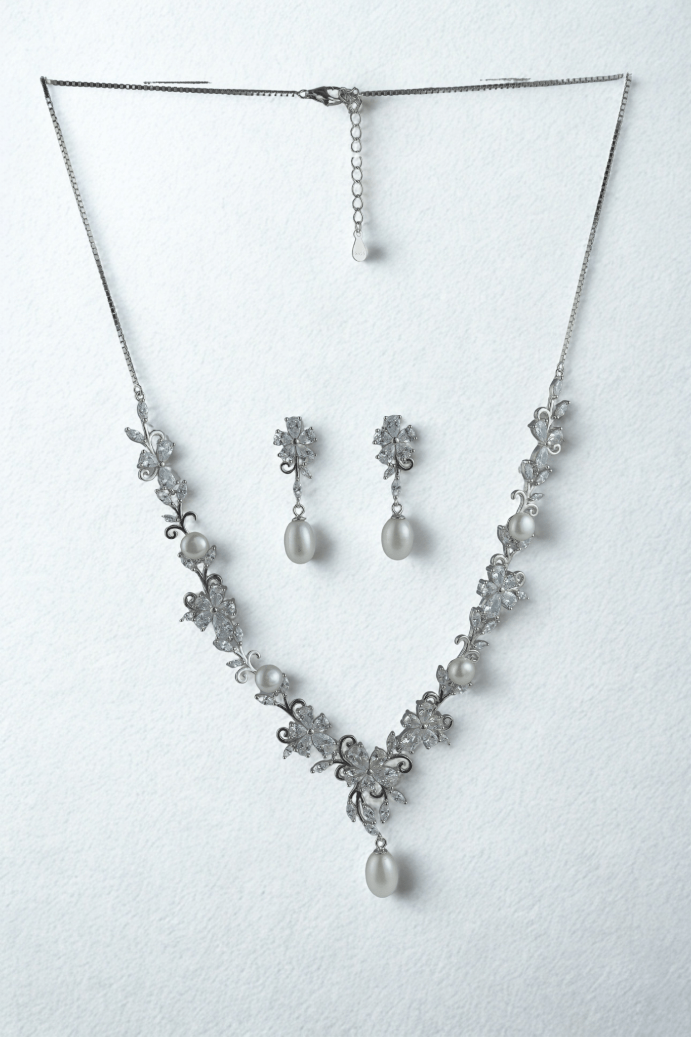 Formal Pearl Drop Necklace and Earring Set - Miraura Jewels