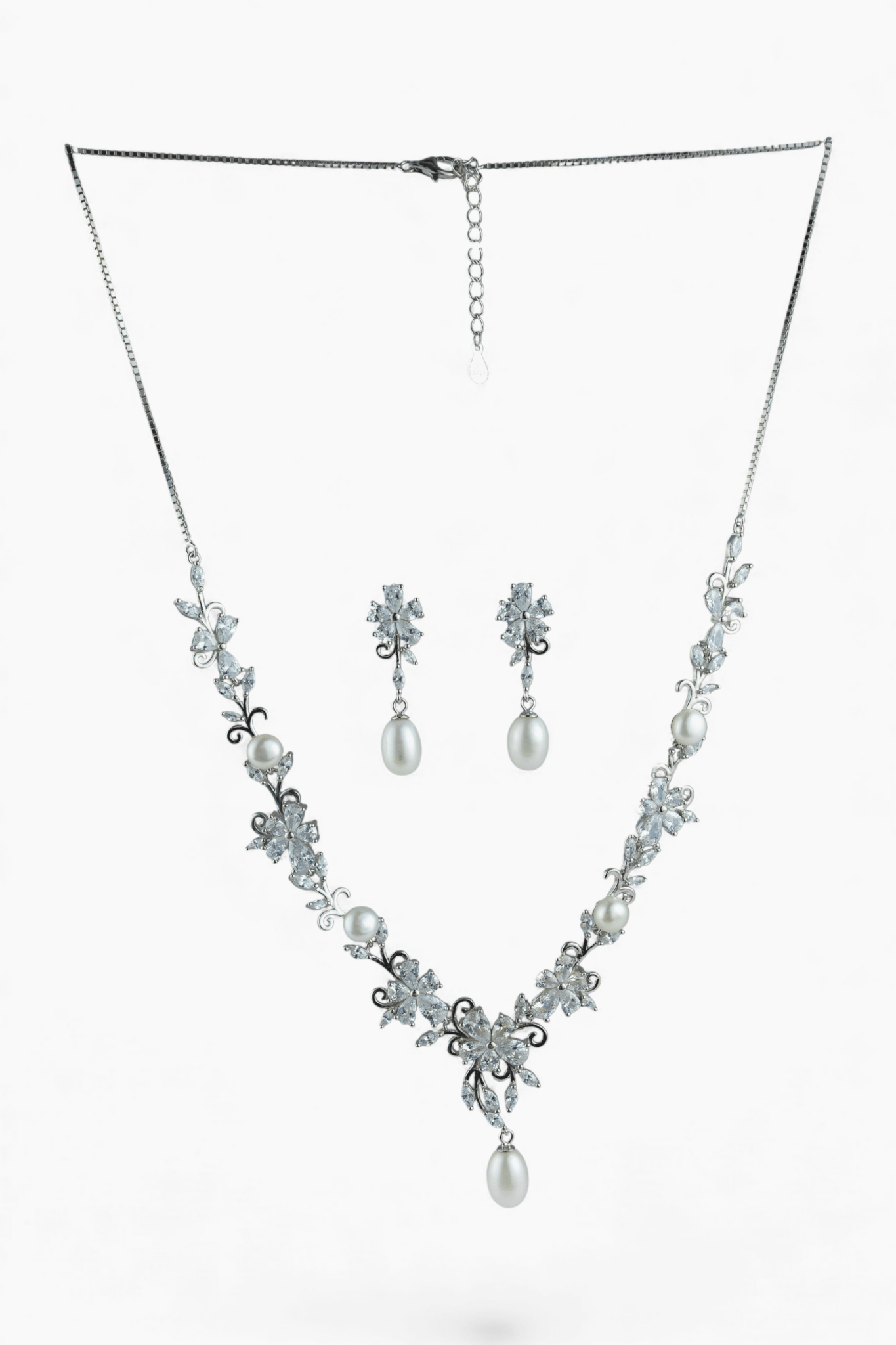 Formal Pearl Drop Necklace and Earring Set - Miraura Jewels