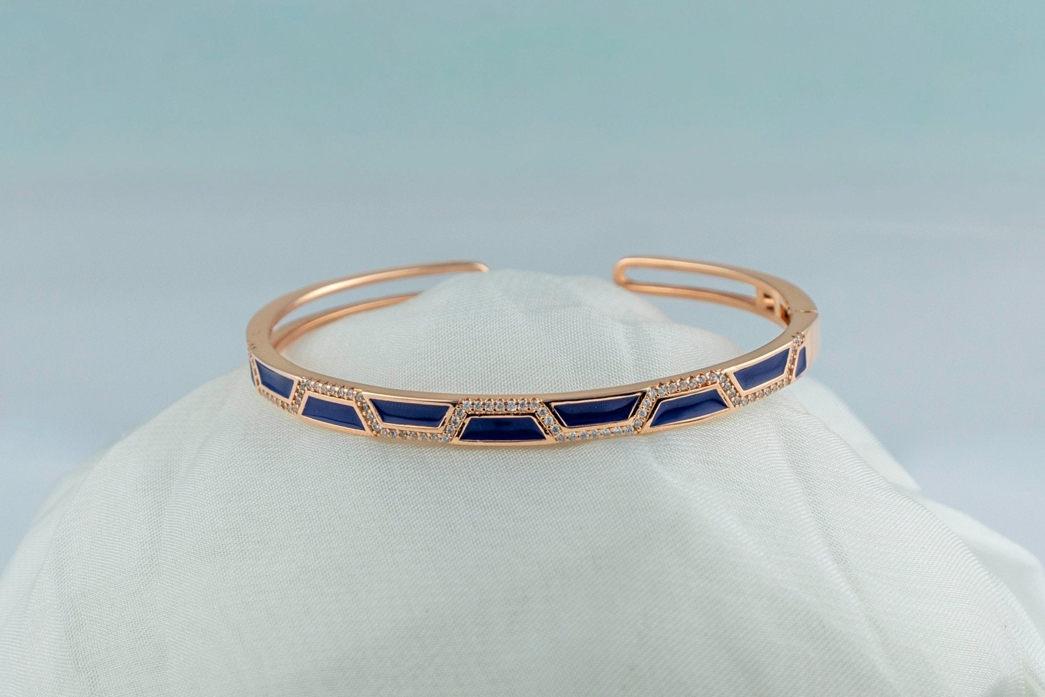 Geometric Inlay Cuff Bangle - Miraura Jewels
