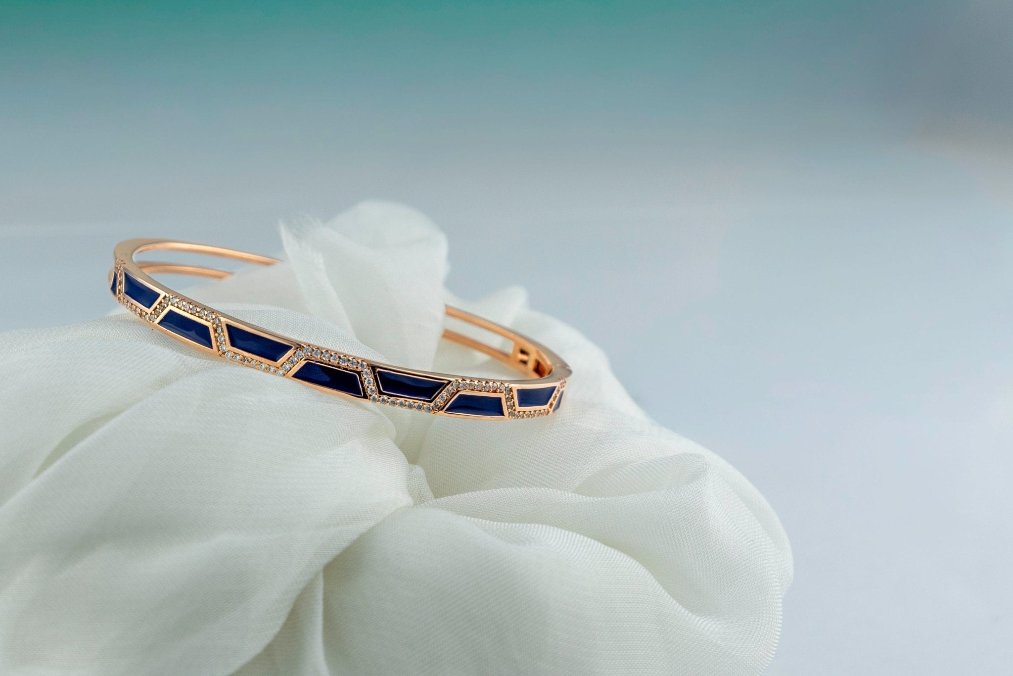 Geometric Inlay Cuff Bangle - Miraura Jewels