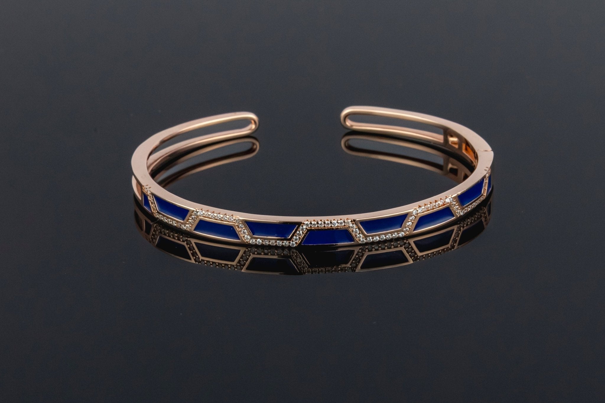 Geometric Inlay Cuff Bangle - Miraura Jewels