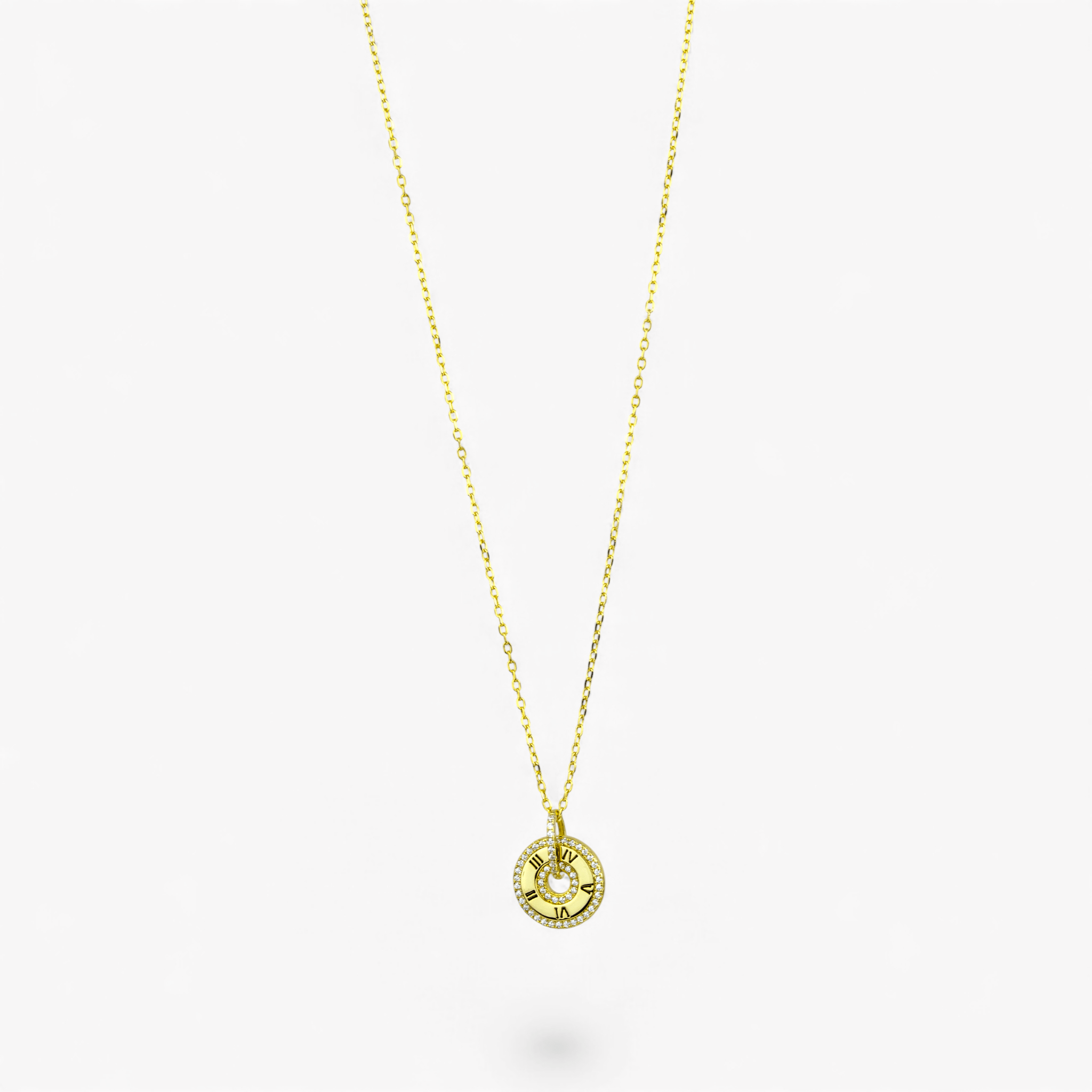 Gold Clock Disc Pendant - Miraura Jewels