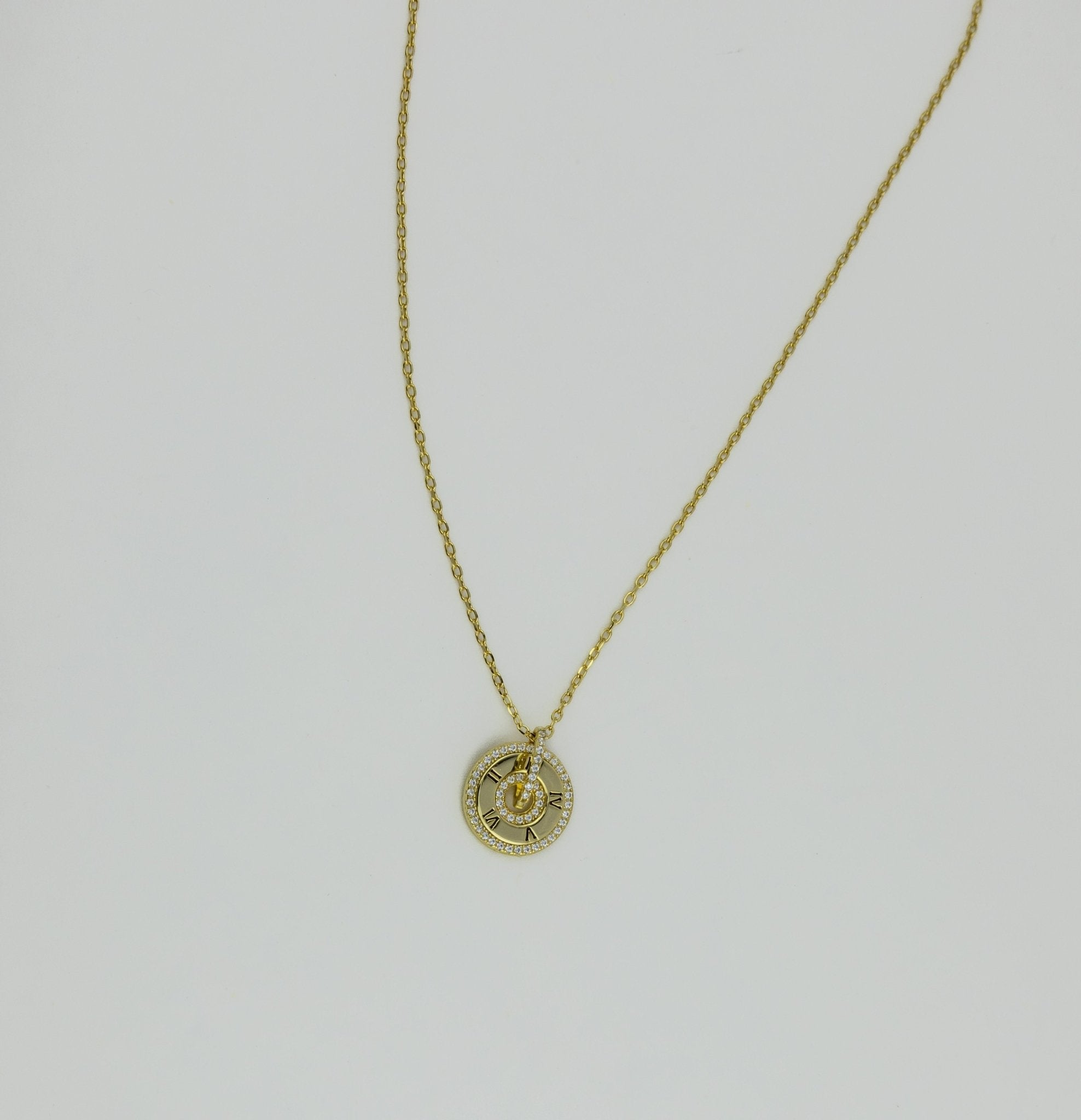 Gold Clock Disc Pendant - Miraura Jewels
