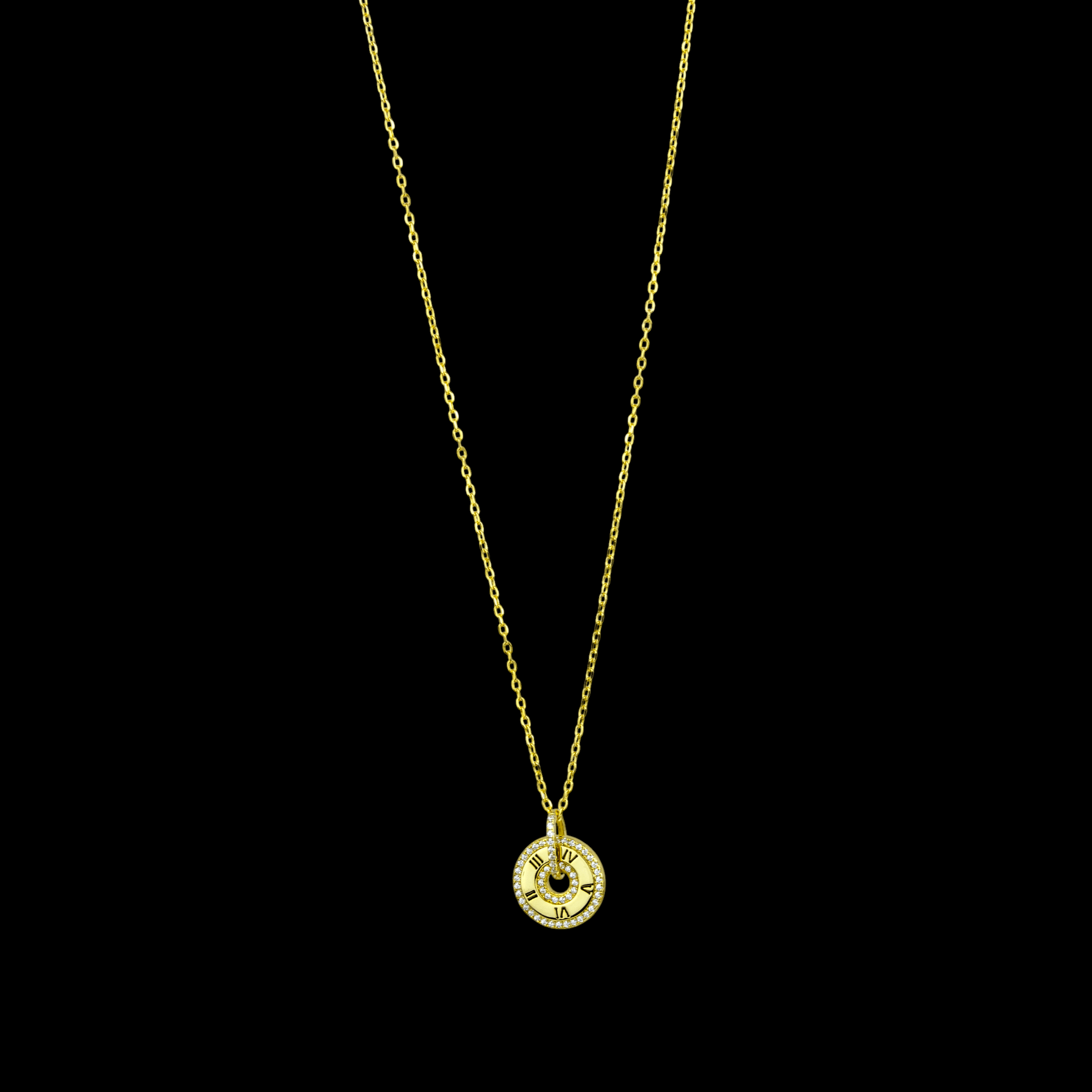 Gold Clock Disc Pendant - Miraura Jewels