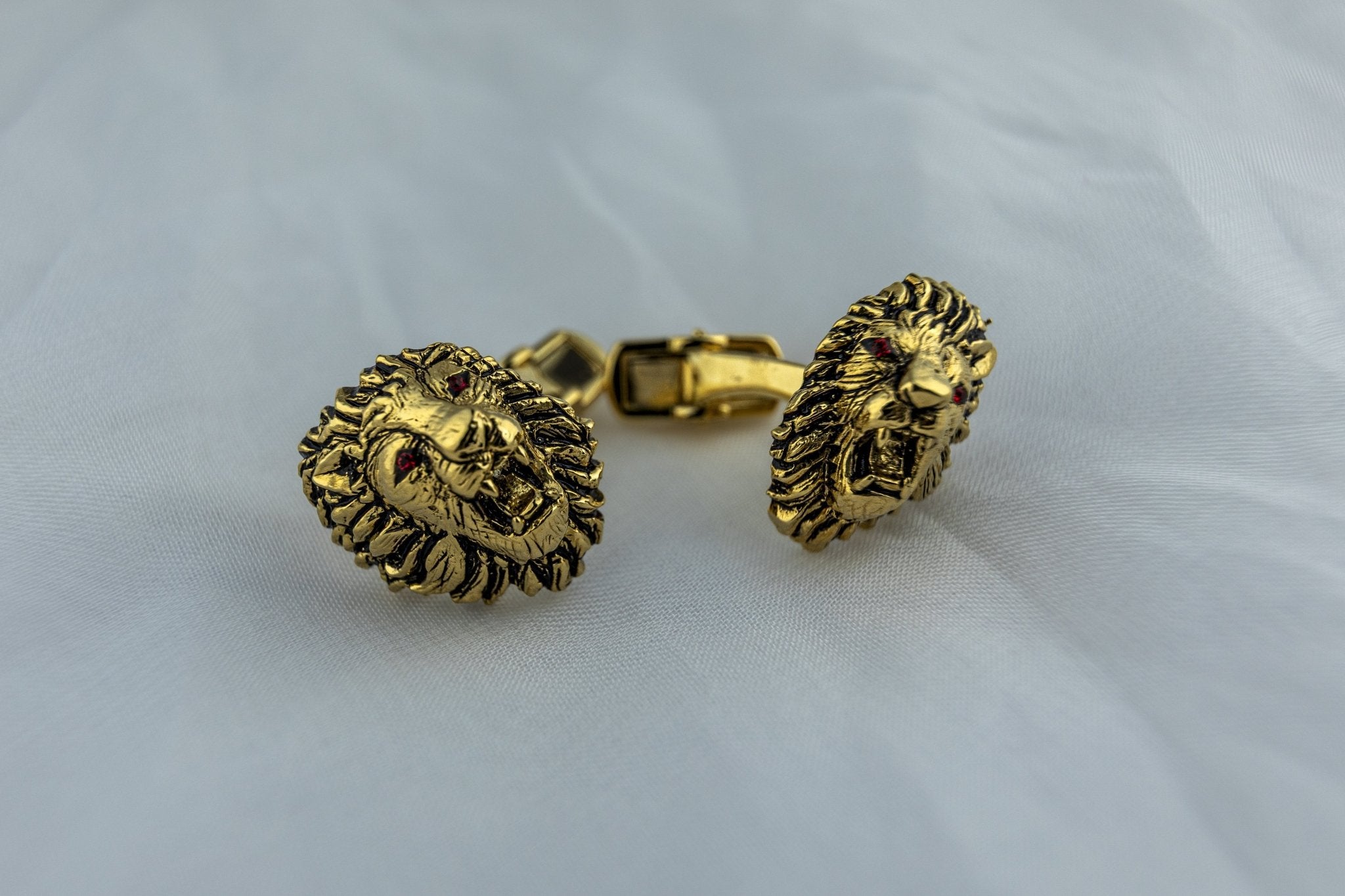 Gold Lion Head Cufflinks - Miraura Jewels
