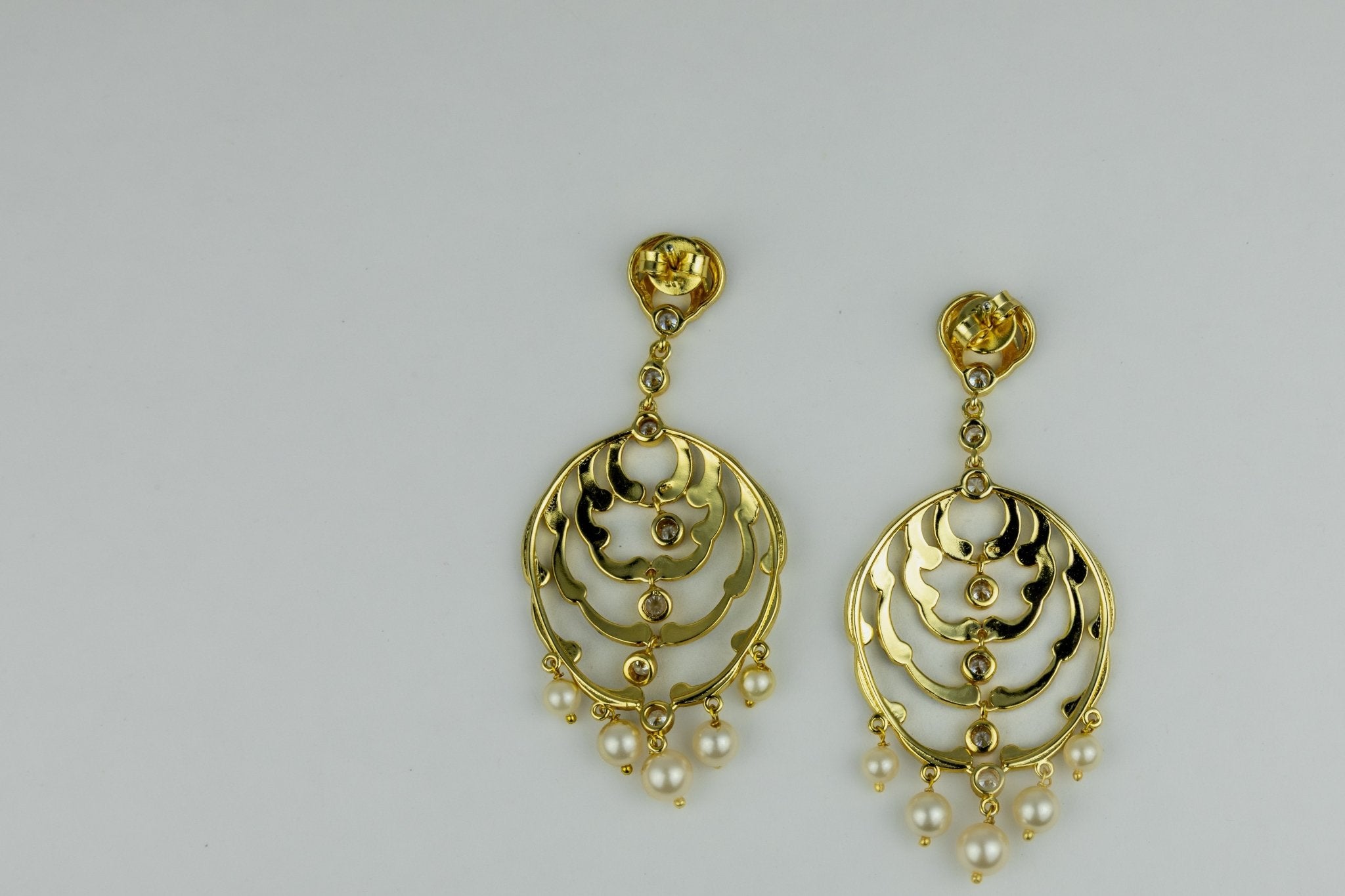 Gold - Tone Enamel & Pearl Chandelier Earrings - Miraura Jewels