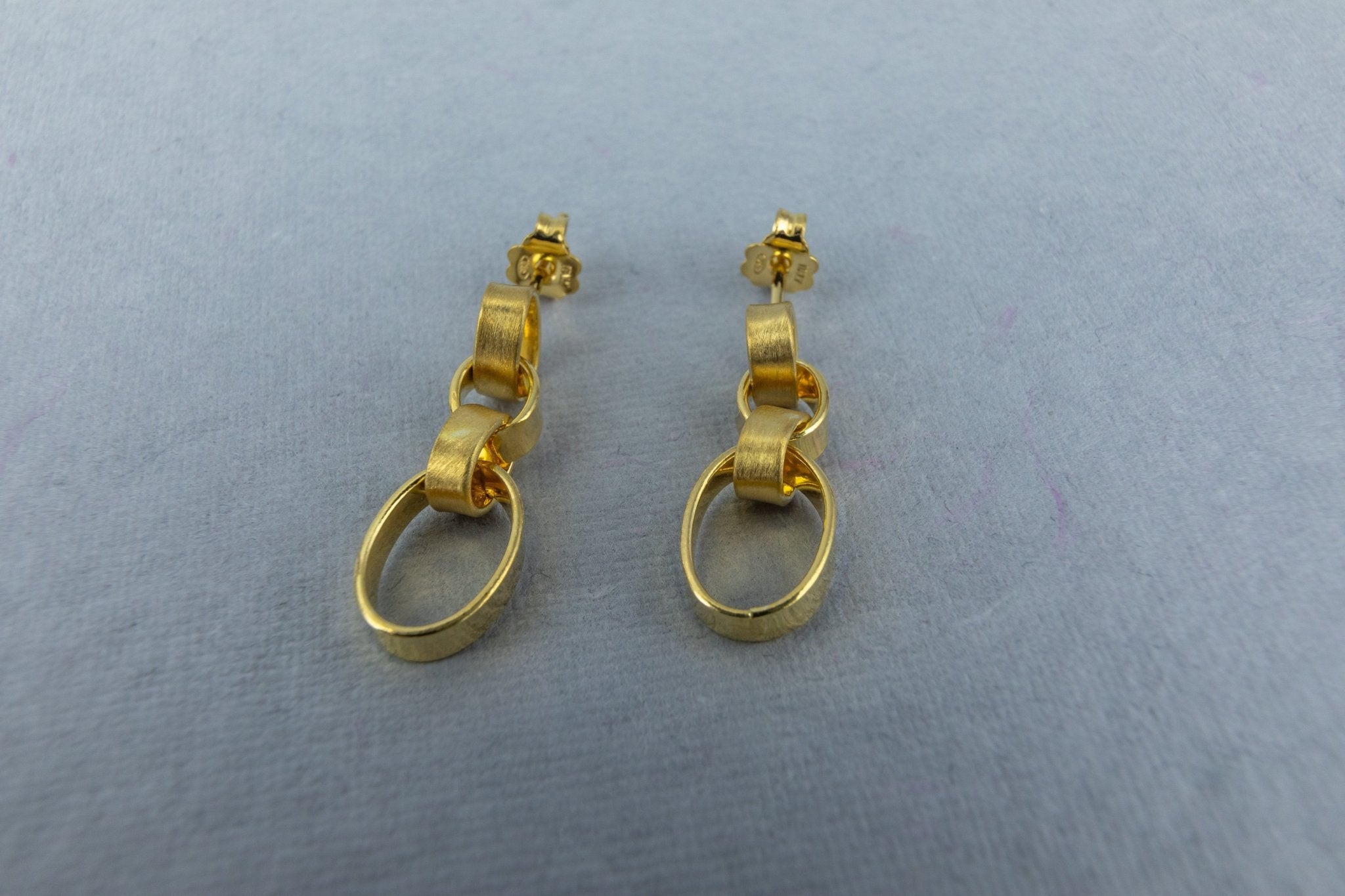 Gold - Tone Interlocking Link Drop Earrings - Miraura Jewels