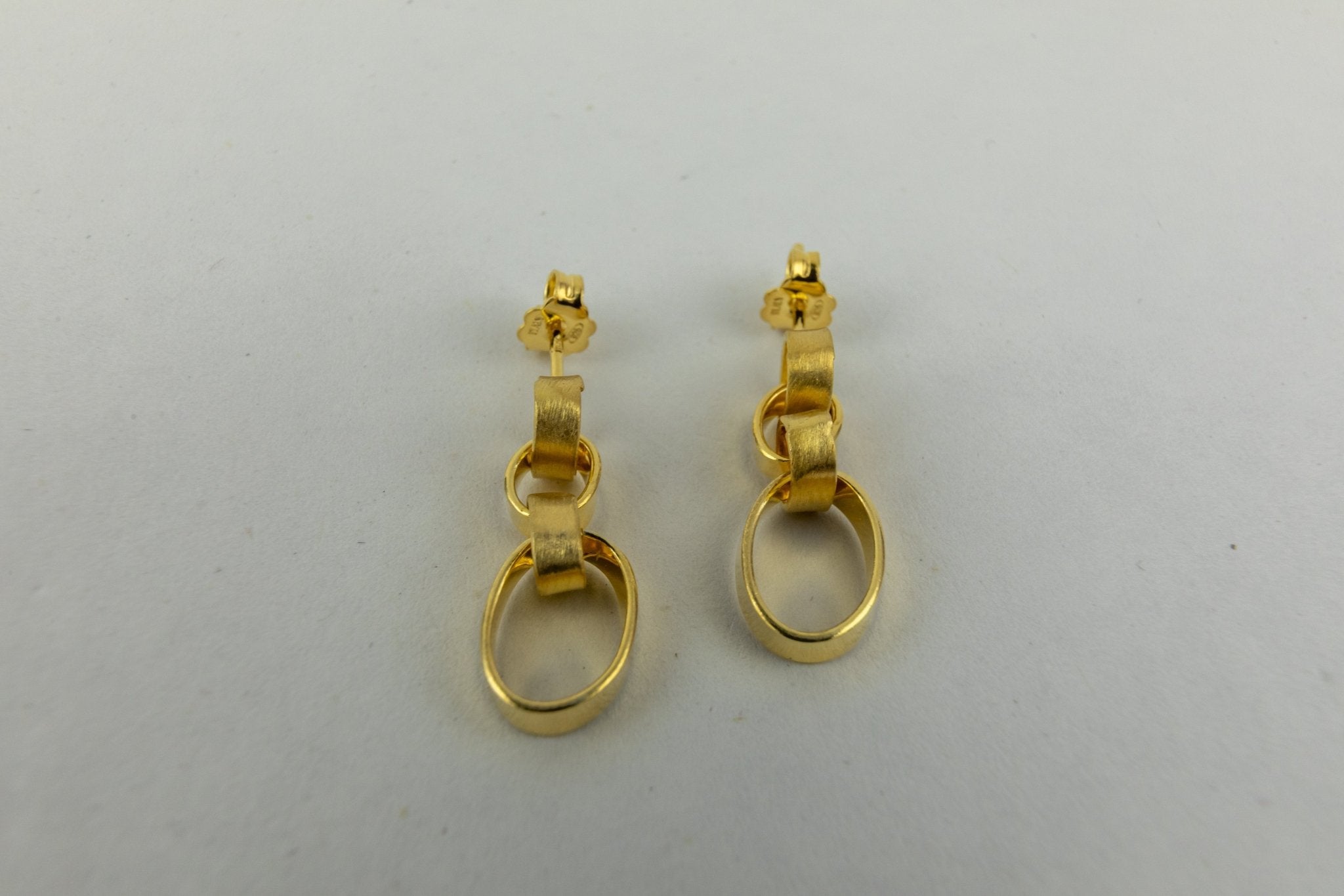 Gold - Tone Interlocking Link Drop Earrings - Miraura Jewels