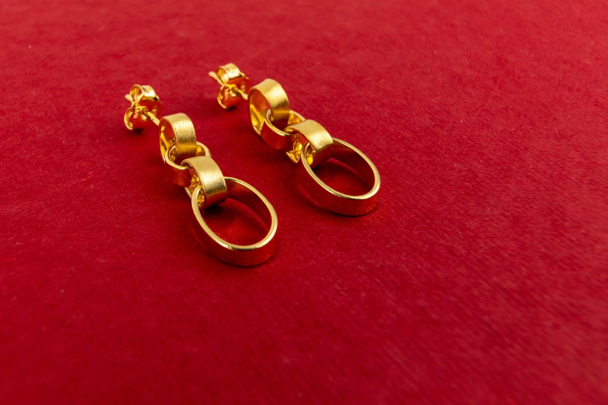 Gold - Tone Interlocking Link Drop Earrings - Miraura Jewels